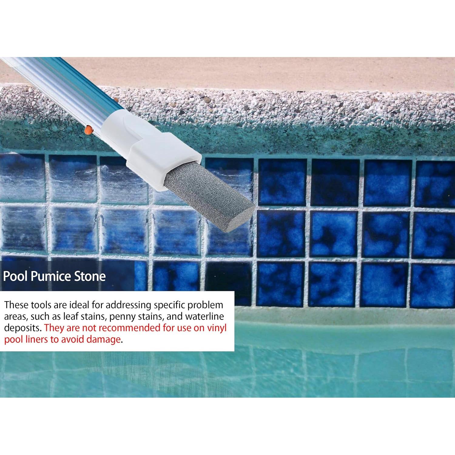 Kit de limpieza para piscina Katikies - 5 piezas con cepillo y piedra pómez