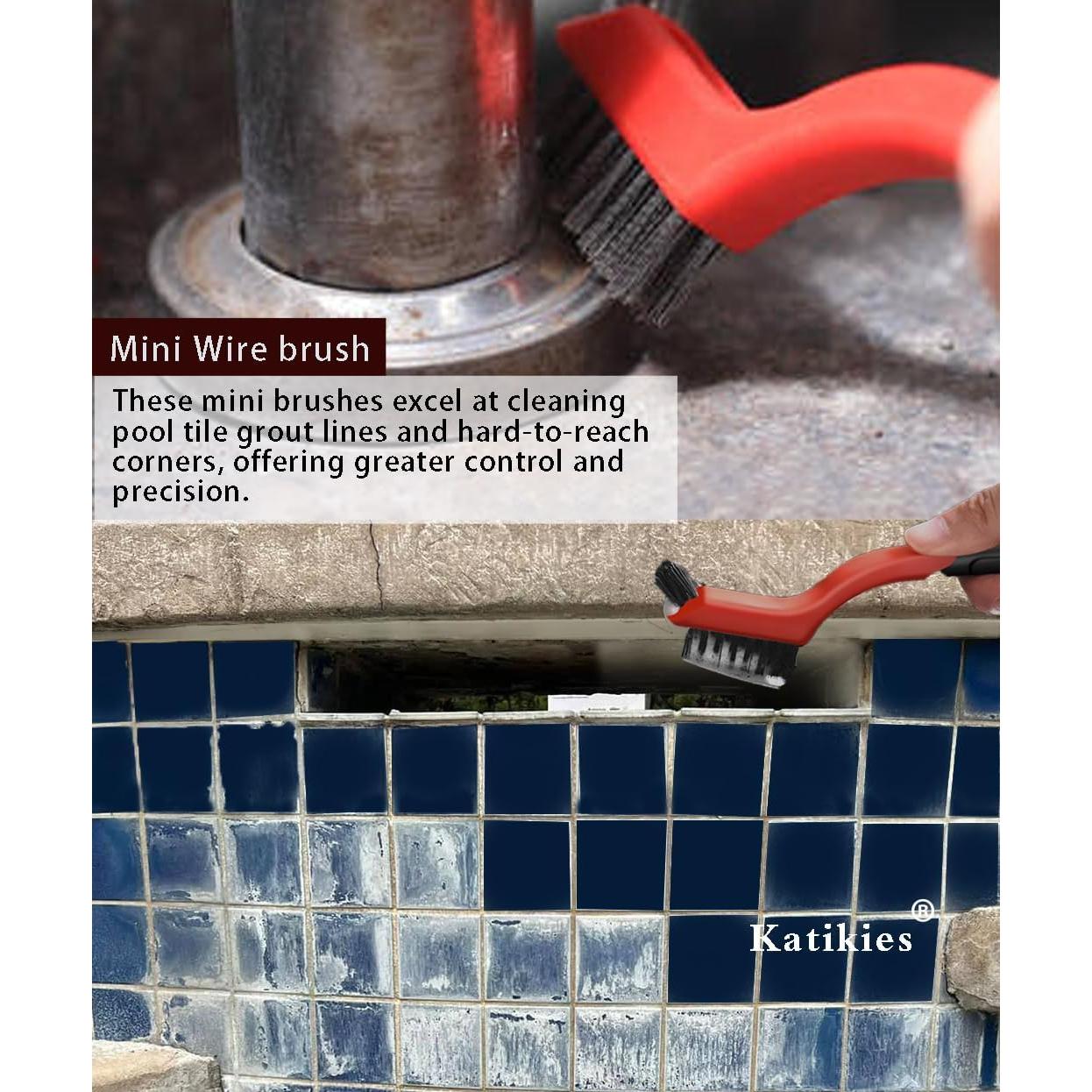 Kit de limpieza para piscina Katikies - 5 piezas con cepillo y piedra pómez