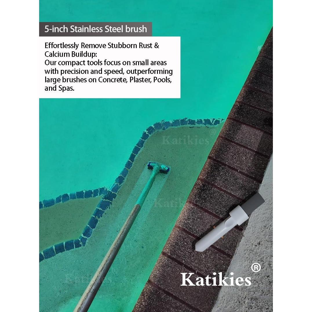 Kit de limpieza para piscina Katikies - 5 piezas con cepillo y piedra pómez