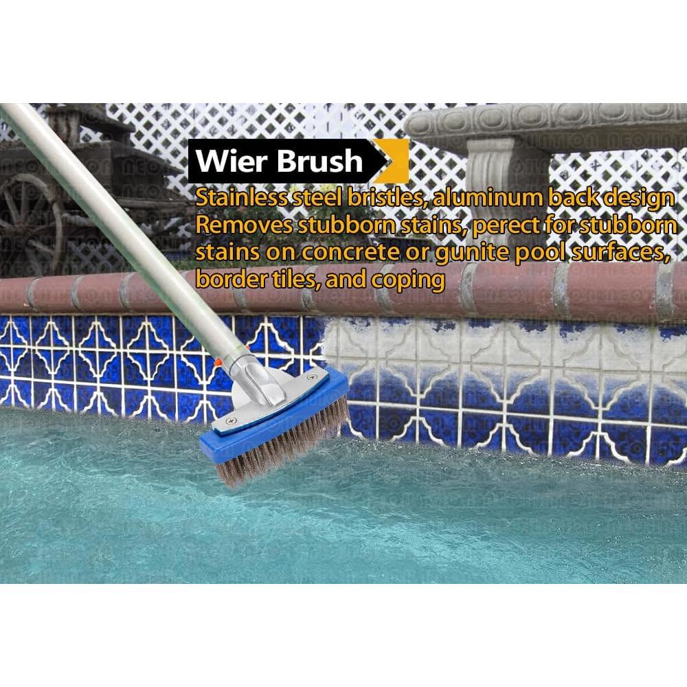 Kit de Limpieza para Piscinas NEOHATION - Piedra Pómez y Cepillo de Acero Inoxidable