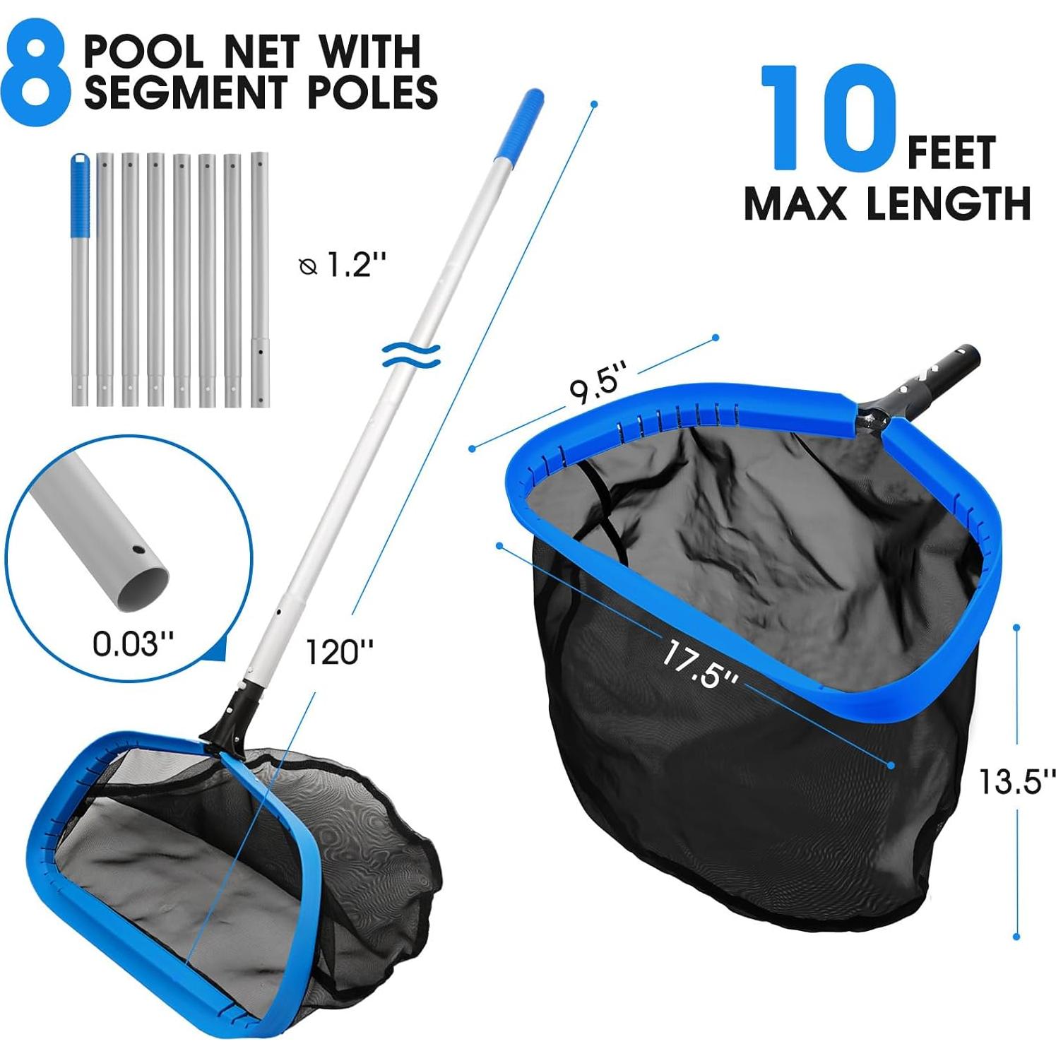 Red de piscina TidyMister 17.5" con poste de 3.05 m