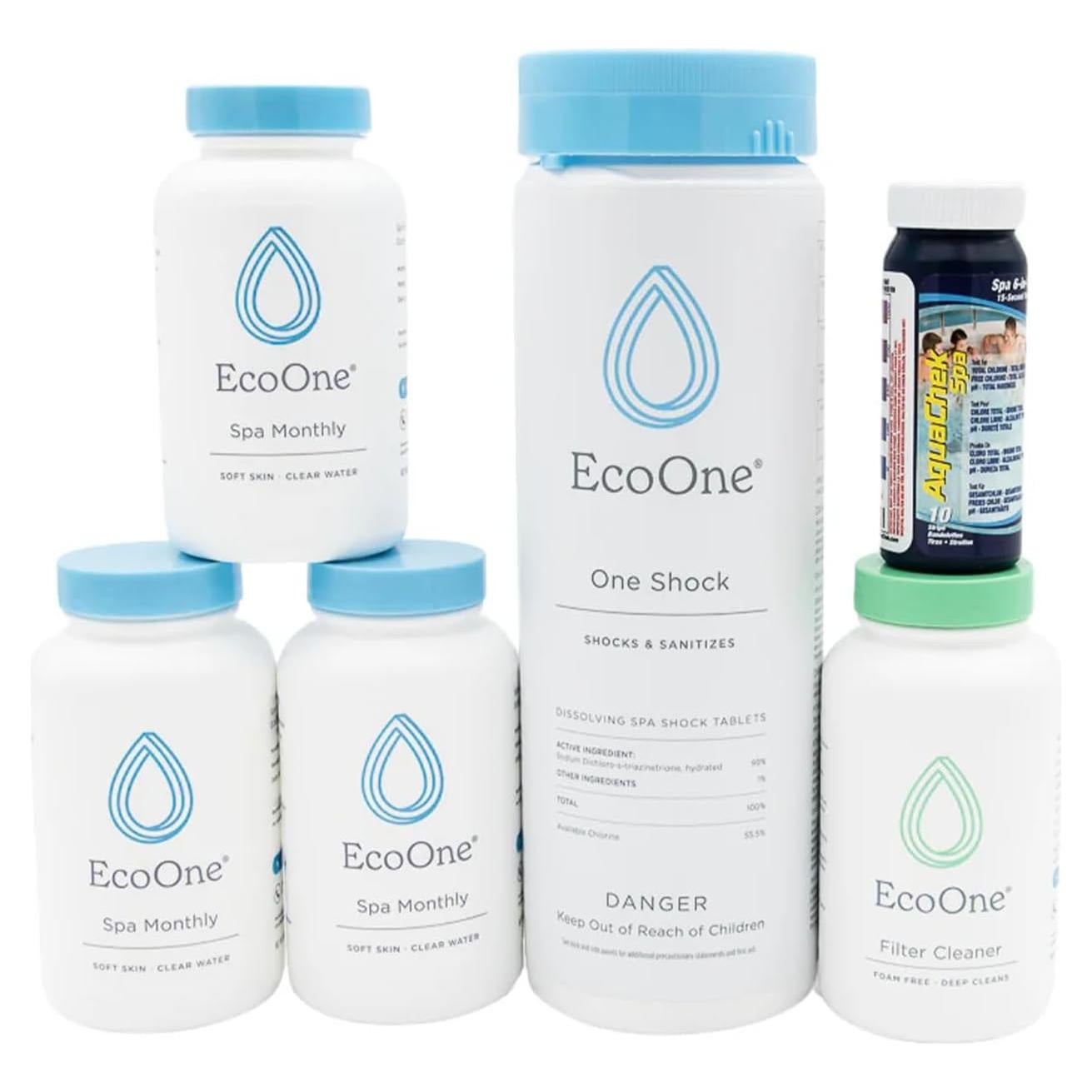 Kit de Mantenimiento Spa EcoOne - Granulado Cloro, Acondicionador y Limpiador