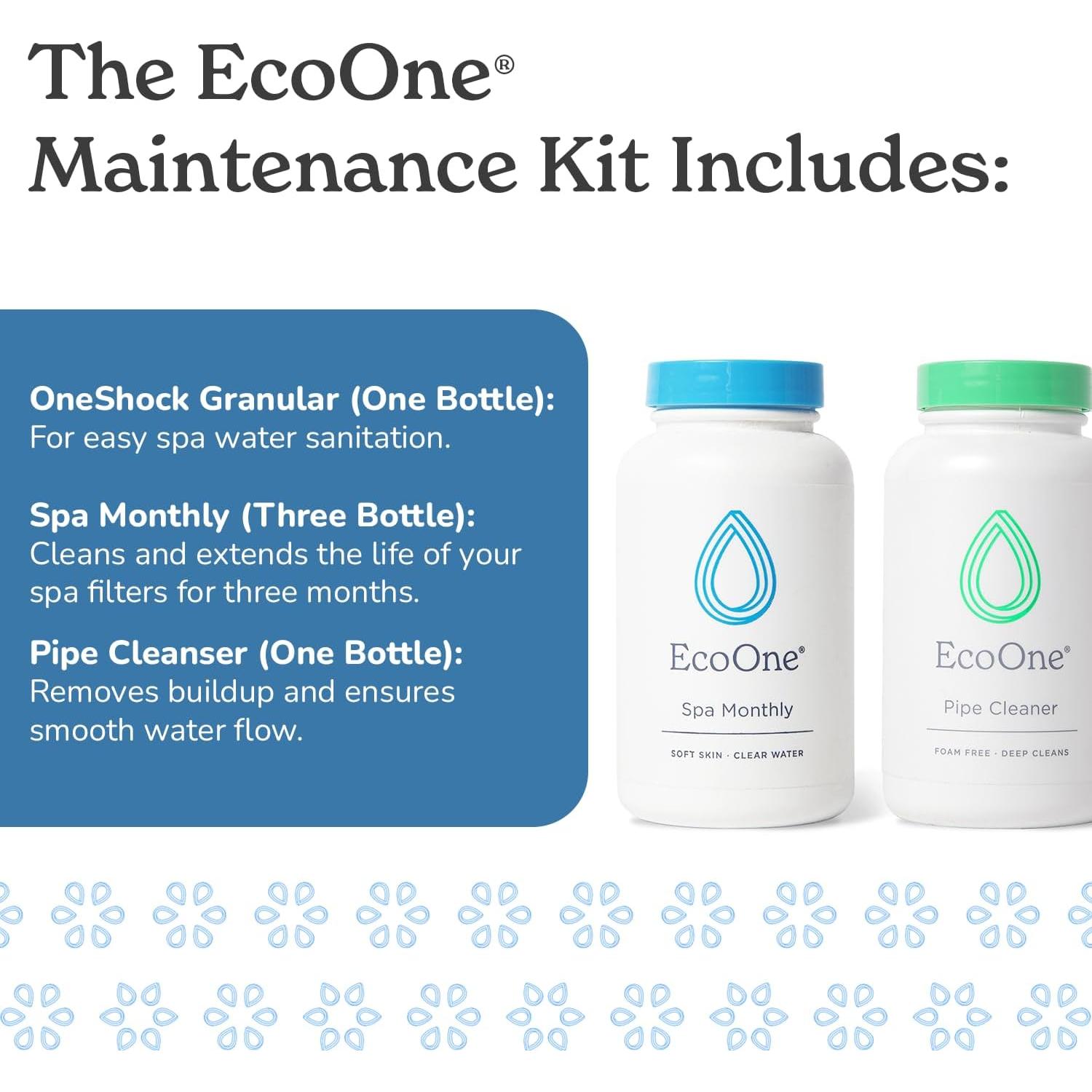 Kit de Mantenimiento Spa EcoOne - Granulado Cloro, Acondicionador y Limpiador