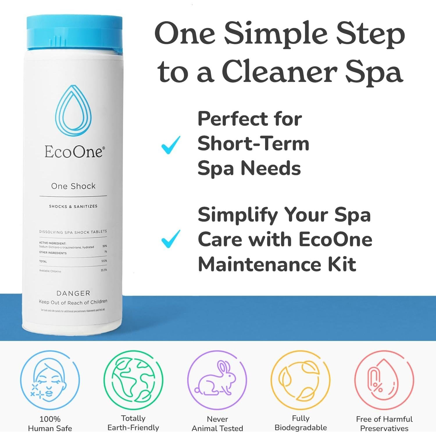 Kit de Mantenimiento Spa EcoOne - Granulado Cloro, Acondicionador y Limpiador