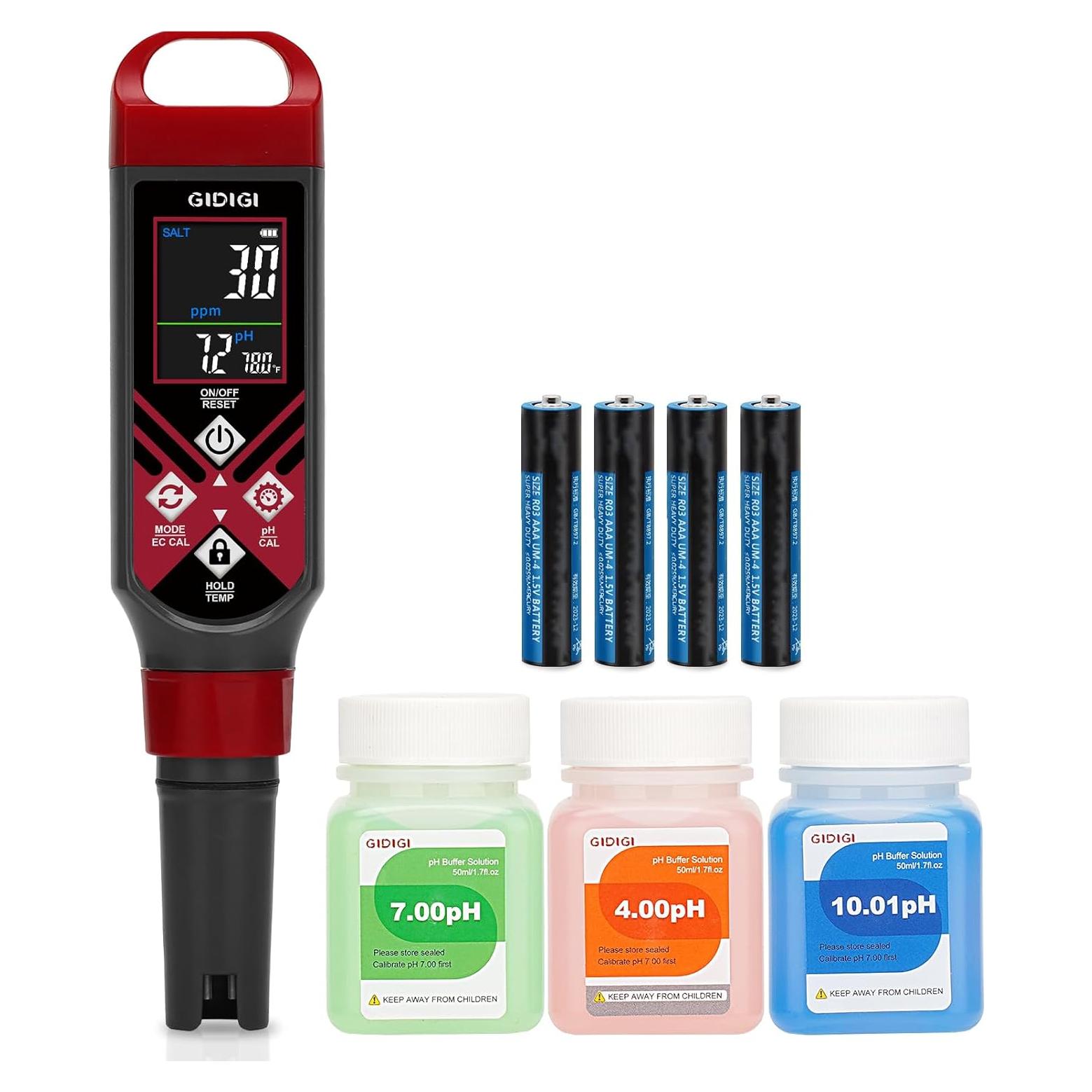 Probador de Sal y pH Digital GIDIGI GX-1 para Piscinas y Acuarios