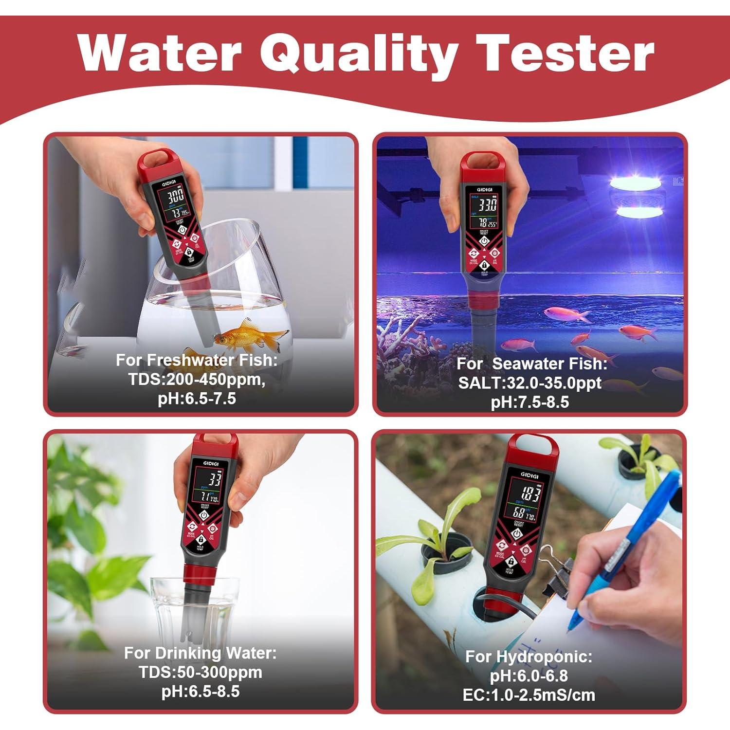 Probador de Sal y pH Digital GIDIGI GX-1 para Piscinas y Acuarios