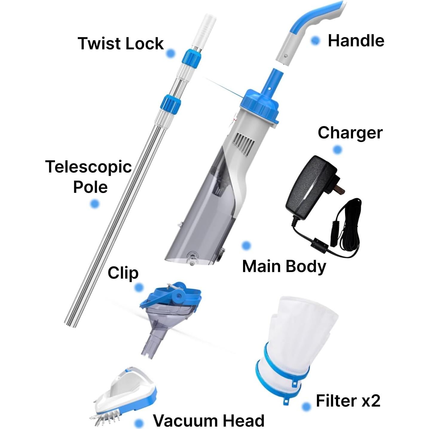 Aspiradora de Piscina Consciot L2 Recargable 3.64 kg 60 min
