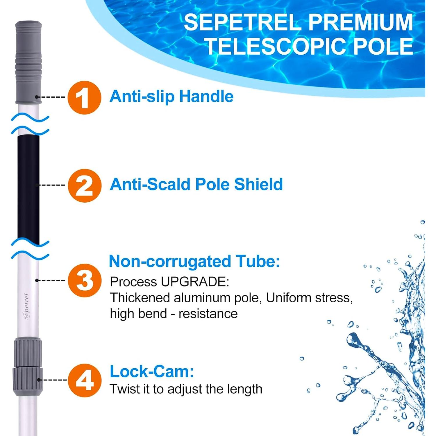 Varilla Telescópica Profesional Sepetrel 3.66m con Puntas Rosqueadas