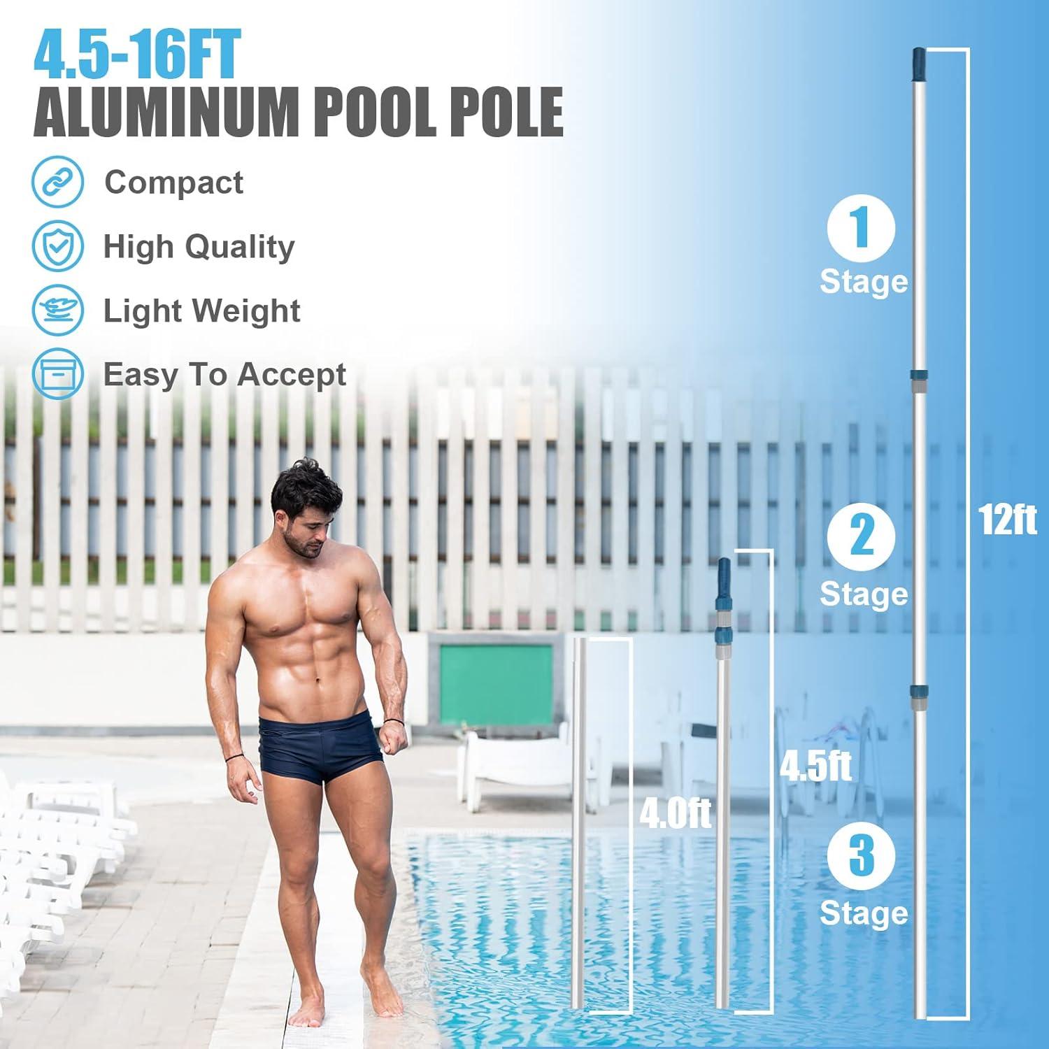 Polo Telescópico de Aluminio POOPLE 4.88m para Limpieza de Piscina
