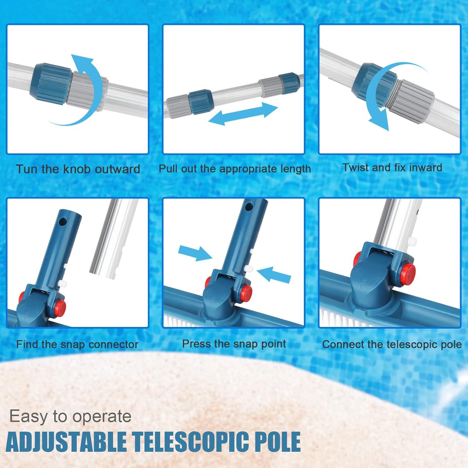 Polo Telescópico de Aluminio POOPLE 4.88m para Limpieza de Piscina