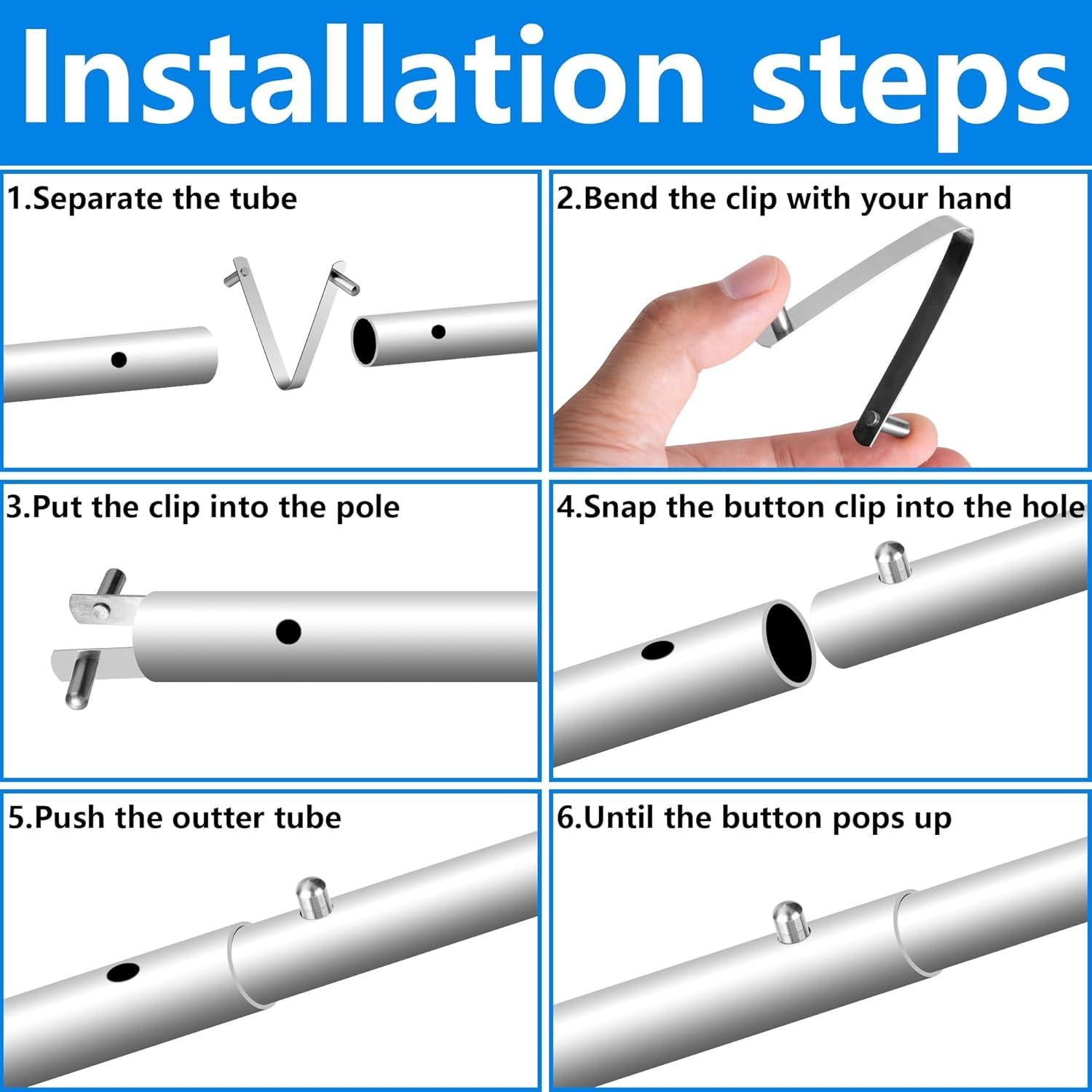Clips para Poste de Piscina moonoom - 12 Pcs Acero Inoxidable