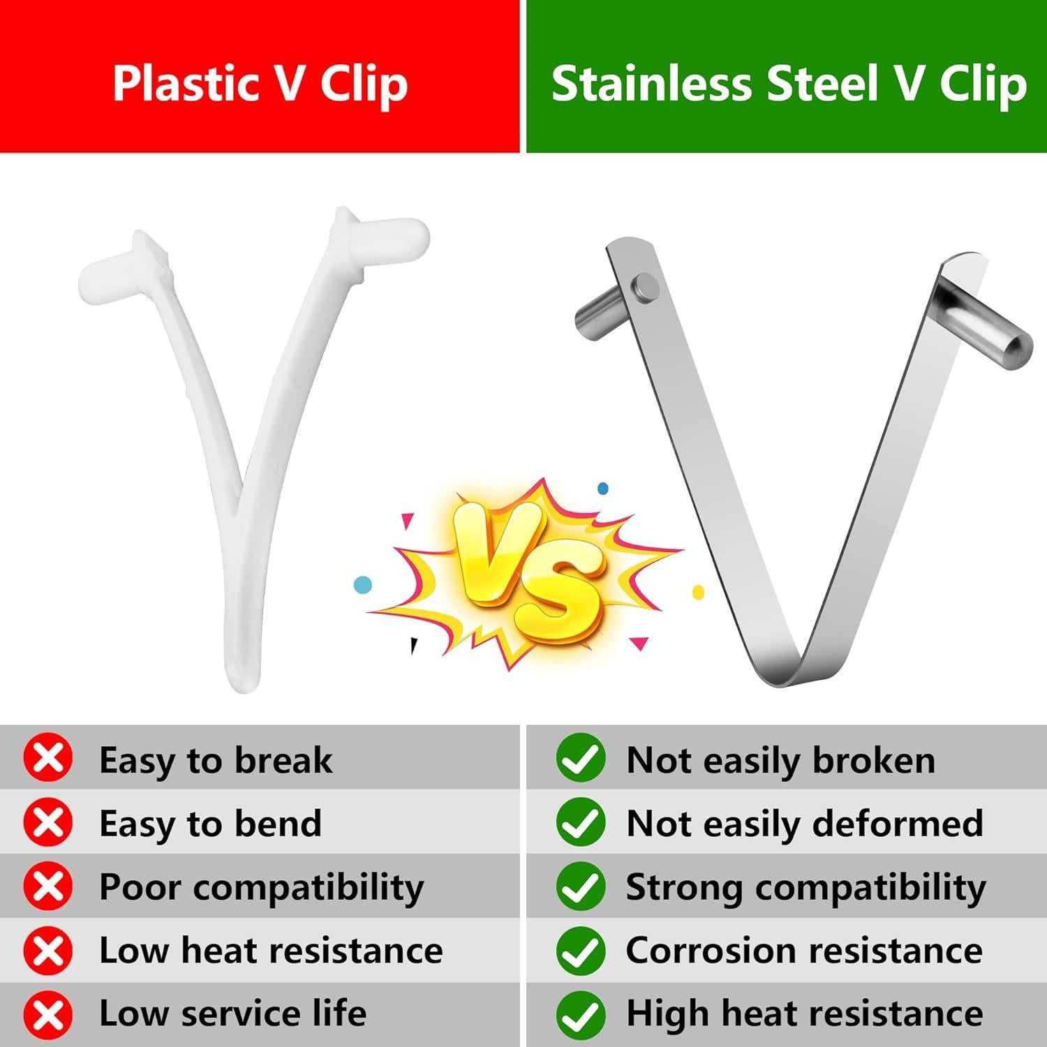 Clips para Poste de Piscina moonoom - 12 Pcs Acero Inoxidable