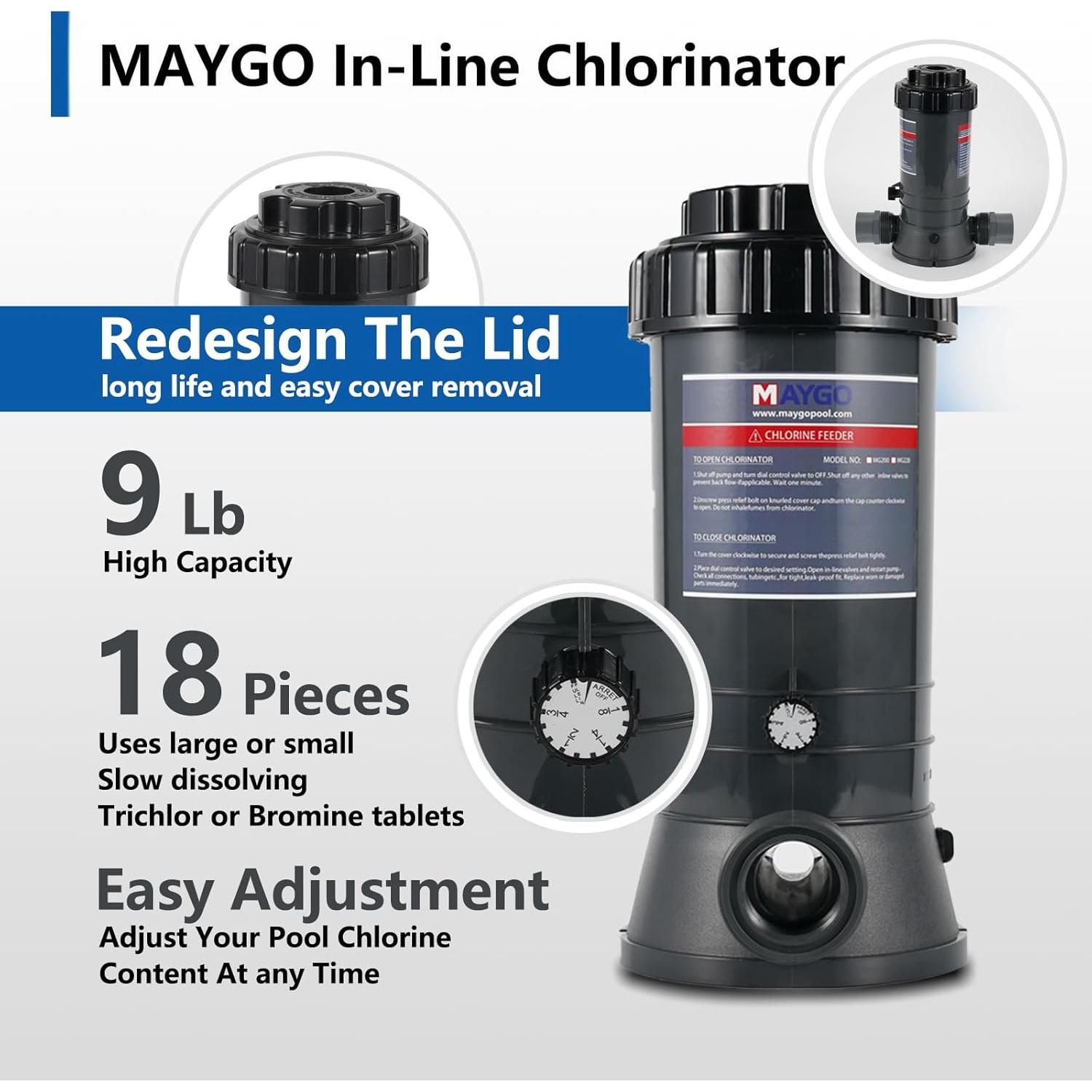 Clorador Automático de Piscina MAYGO CL200 4 kg para 154000 L