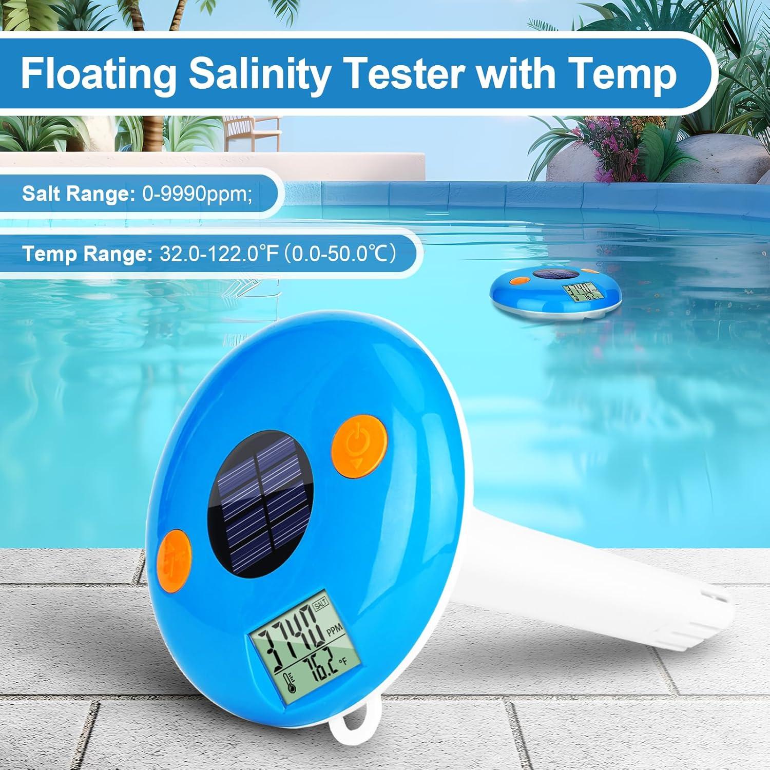 Probador de Sal YINMIK Flotante para Piscinas - Medidor Digital de Salinidad y Temperatura IPX8