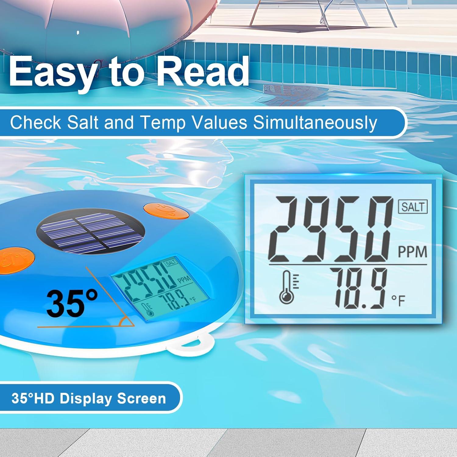 Probador de Sal YINMIK Flotante para Piscinas - Medidor Digital de Salinidad y Temperatura IPX8