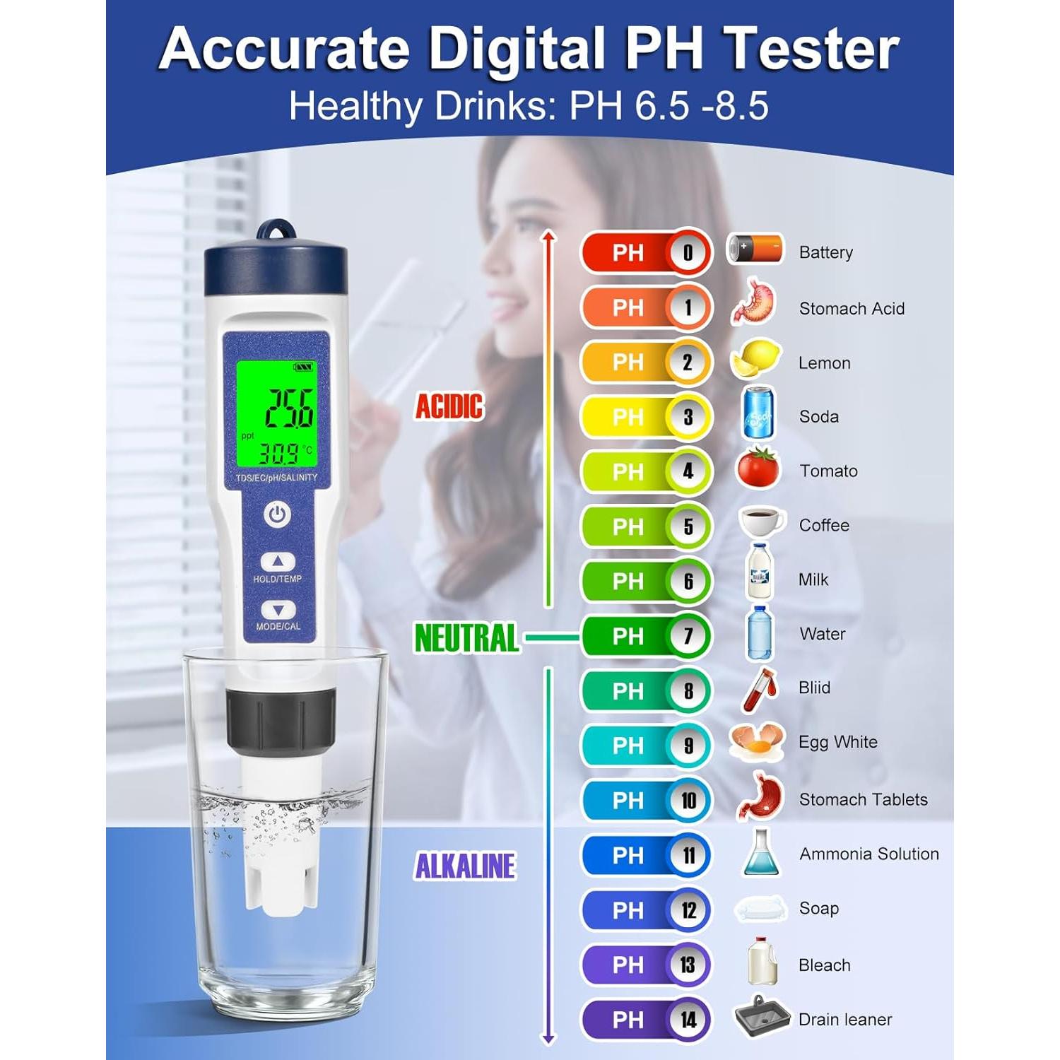 Probador Digital de Agua Salada 5 en 1 CIMALAB EZ-9909A