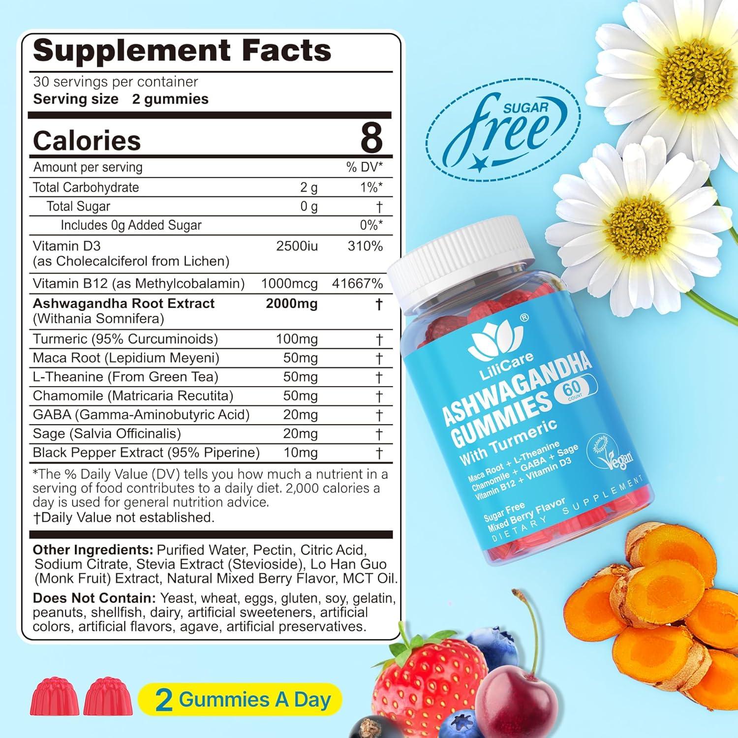 Gomitas de Ashwagandha LILICARE 2000mg 60 Unidades Veganas