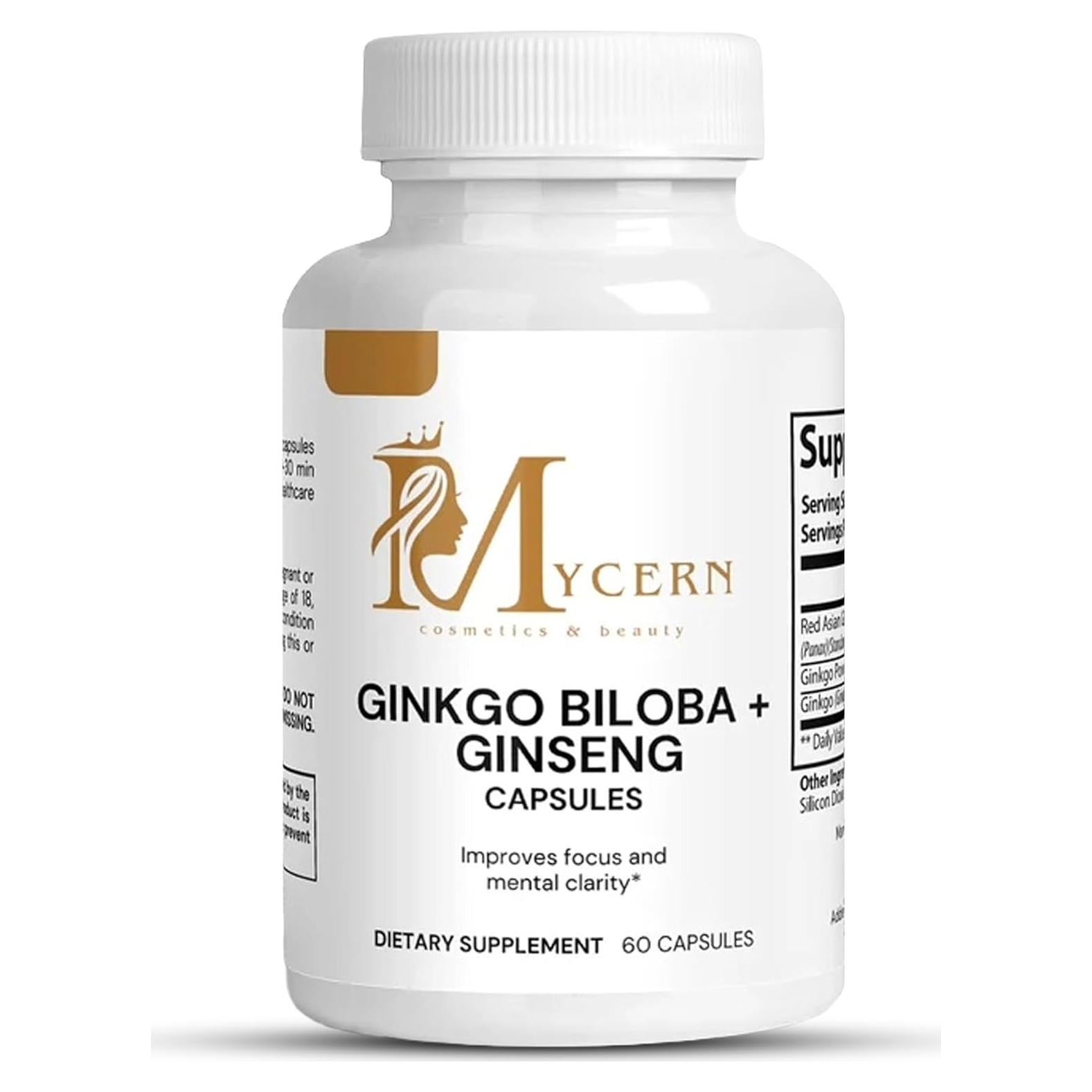 Suplemento Herbal Ginkgo Biloba y Ginseng Panax Rojo 60 Cápsulas