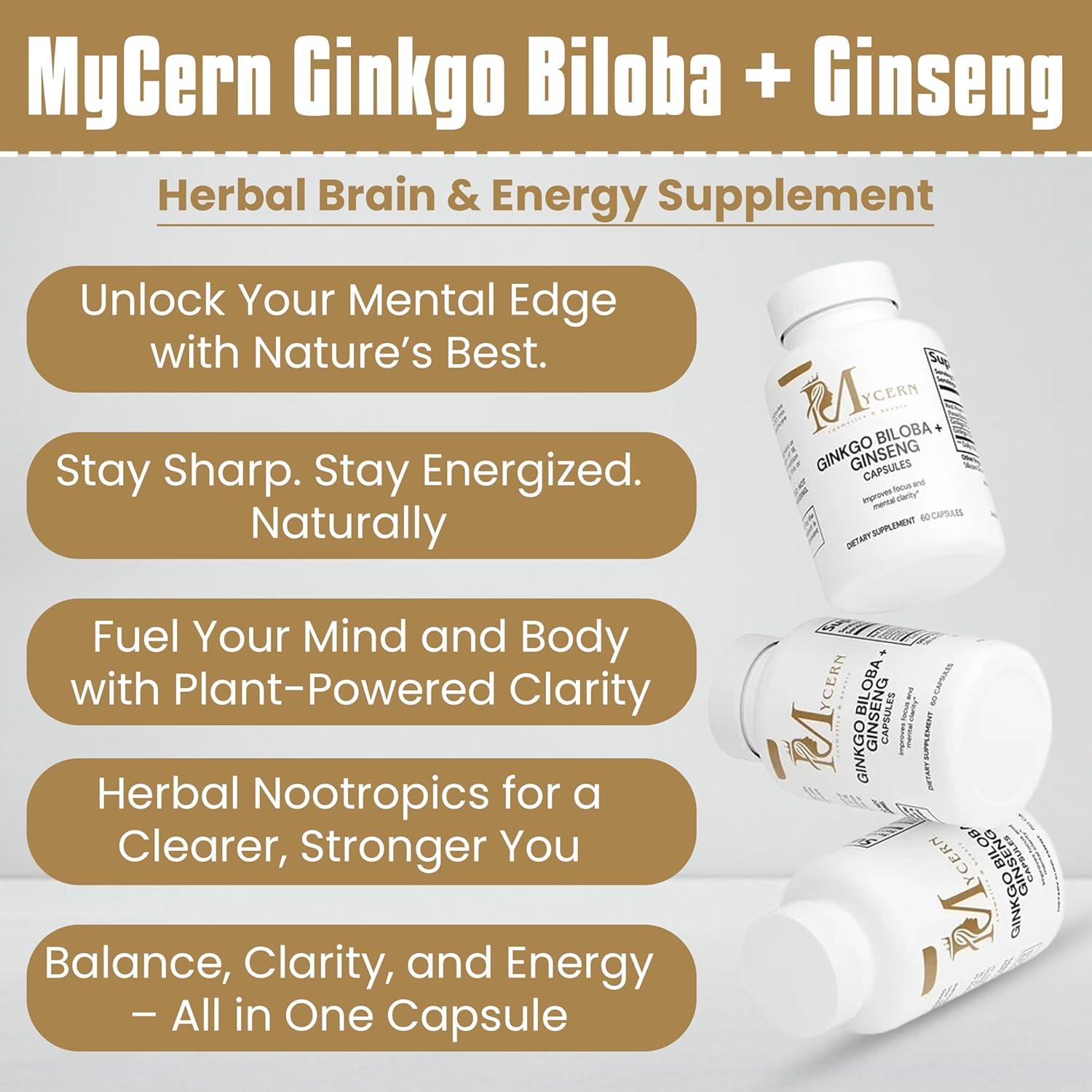 Suplemento Herbal Ginkgo Biloba y Ginseng Panax Rojo 60 Cápsulas