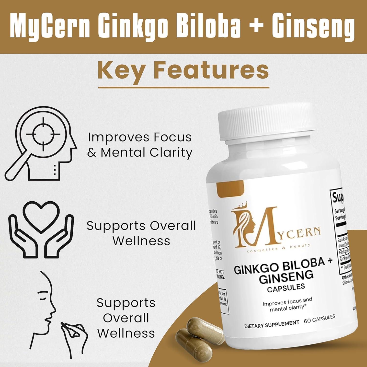 Suplemento Herbal Ginkgo Biloba y Ginseng Panax Rojo 60 Cápsulas