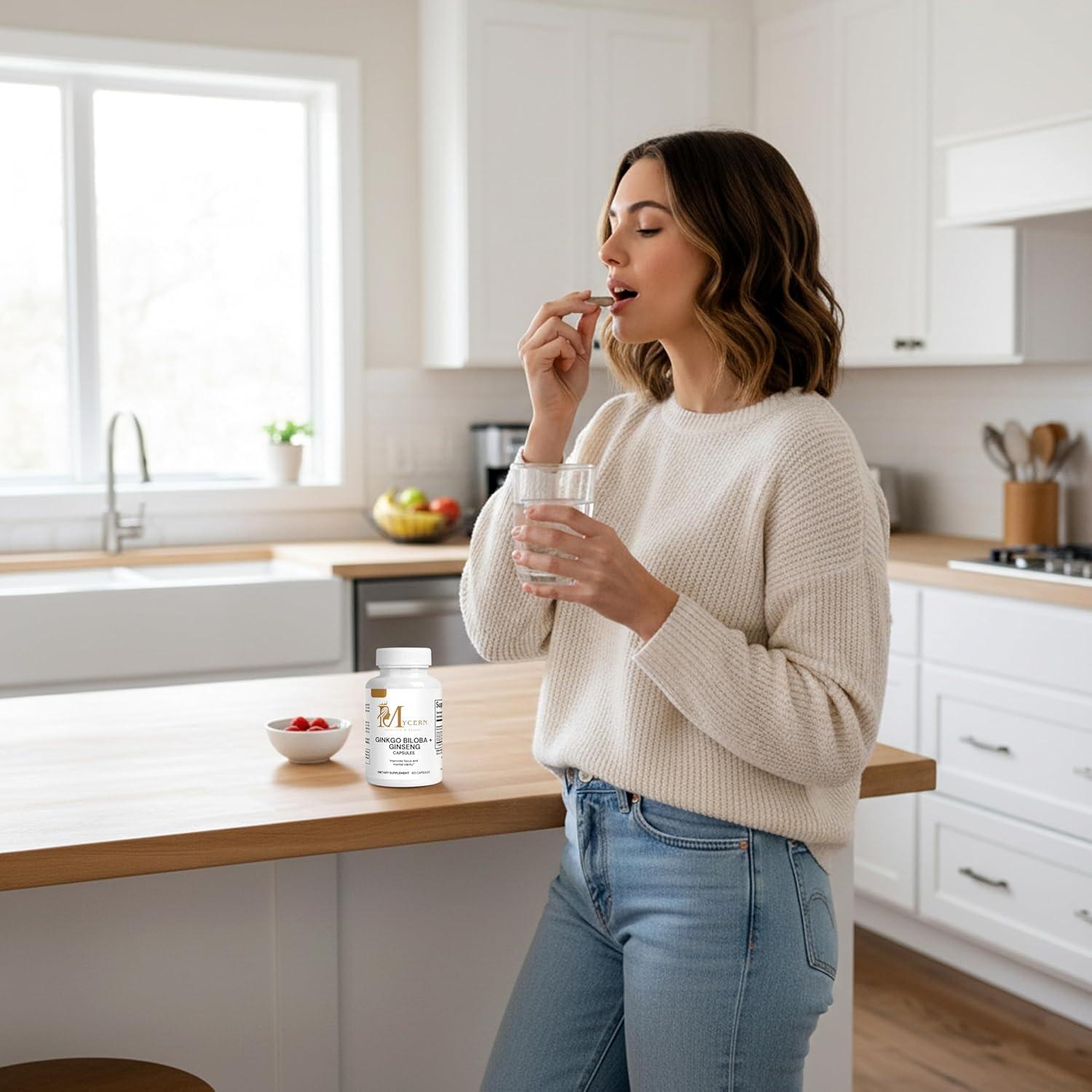 Suplemento Herbal Ginkgo Biloba y Ginseng Panax Rojo 60 Cápsulas