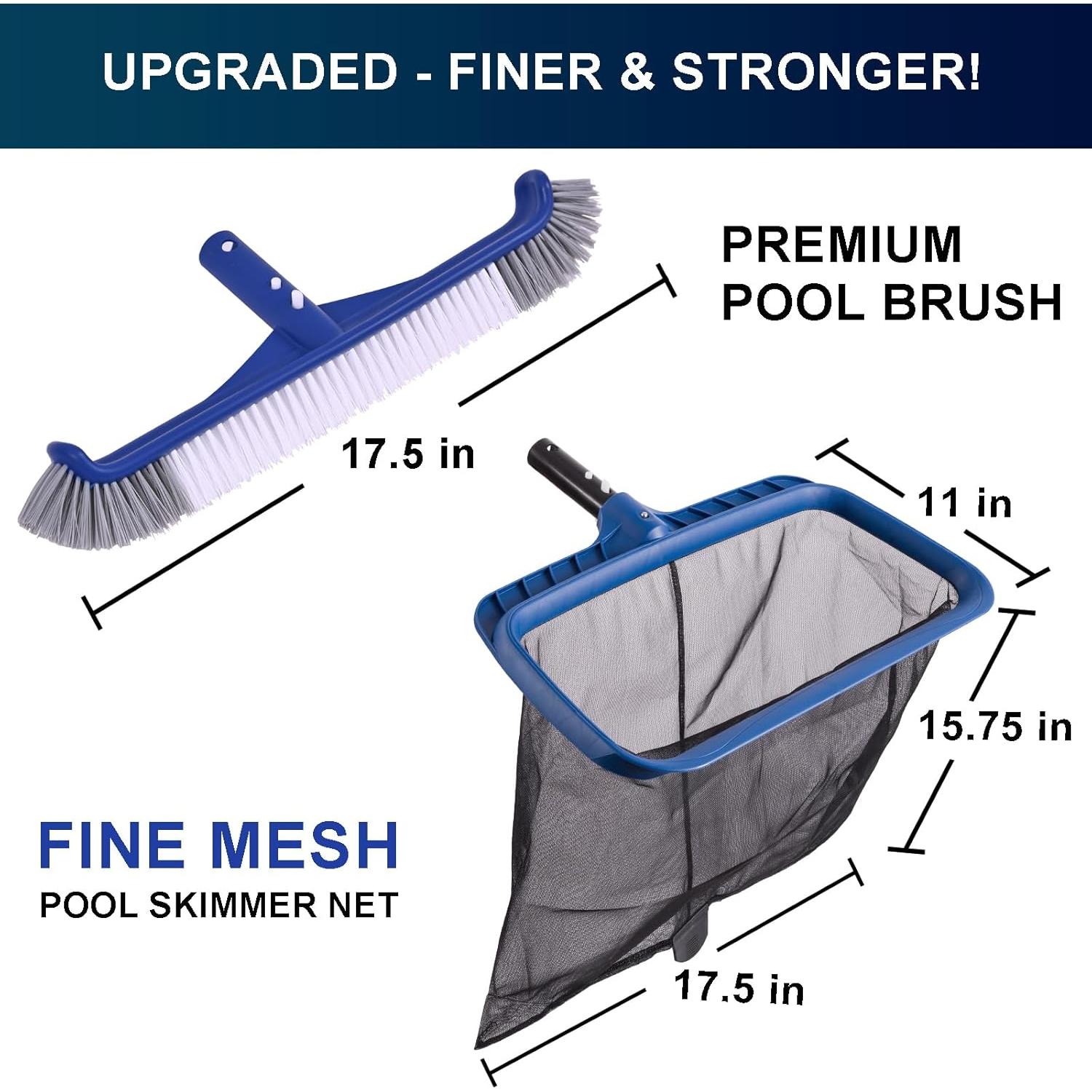 Kit de Limpieza de Piscina POOLAZA: Red de Skimmer y Cepillo 44.5 cm