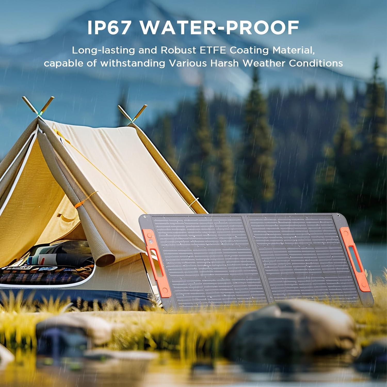 Panel Solar Portátil ZOUPW 100W Plegable Impermeable 23.5% Eficiencia