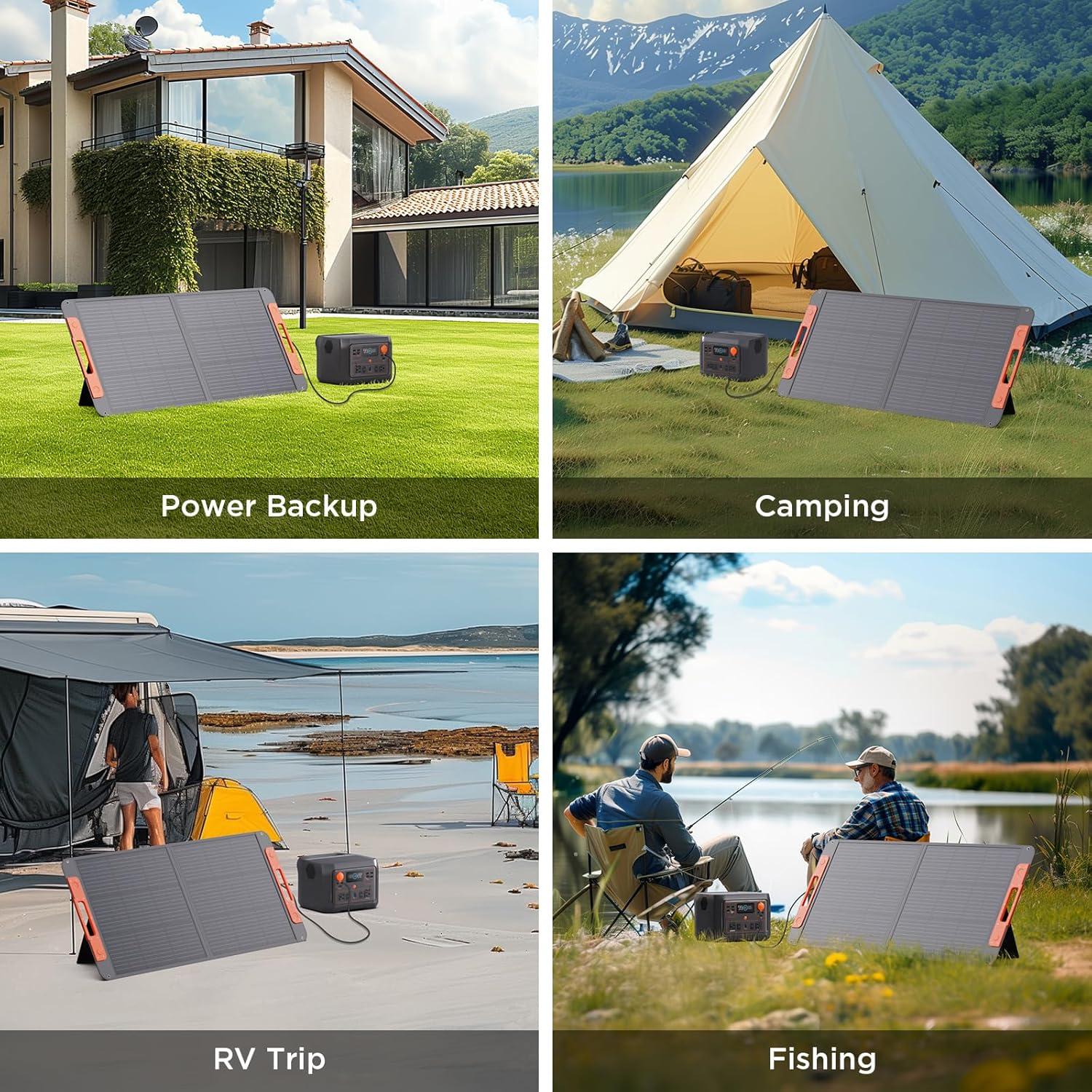 Panel Solar Portátil ZOUPW 100W Plegable Impermeable 23.5% Eficiencia