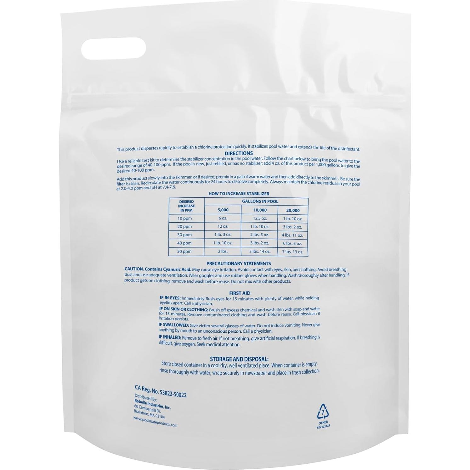 Estabilizador de Cloro Pool Mate 3.18 kg Ácido Cianúrico