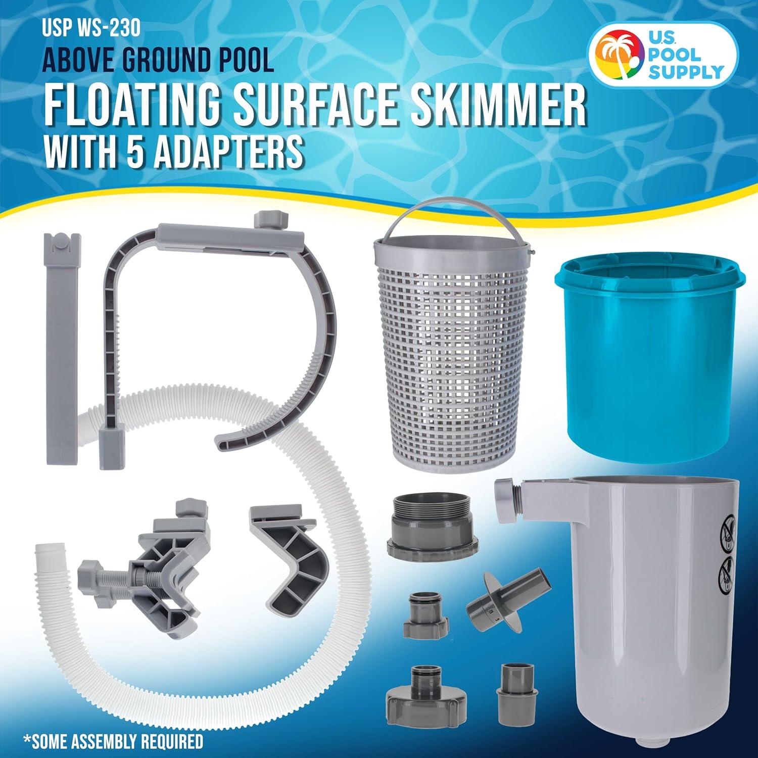 Skimmer de piscina U.S. Pool Supply USP WS-230 - Flotante, 5 adaptadores