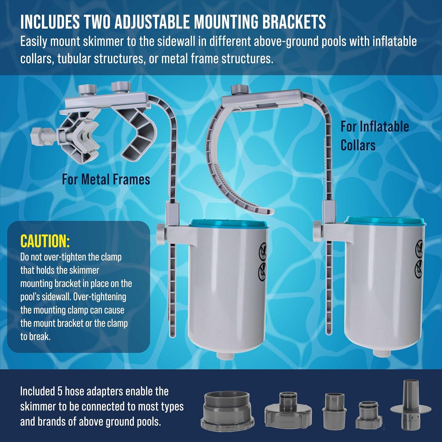 Skimmer de piscina U.S. Pool Supply USP WS-230 - Flotante, 5 adaptadores