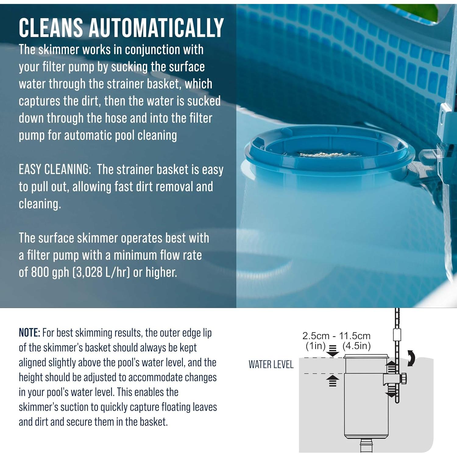 Skimmer de piscina U.S. Pool Supply USP WS-230 - Flotante, 5 adaptadores