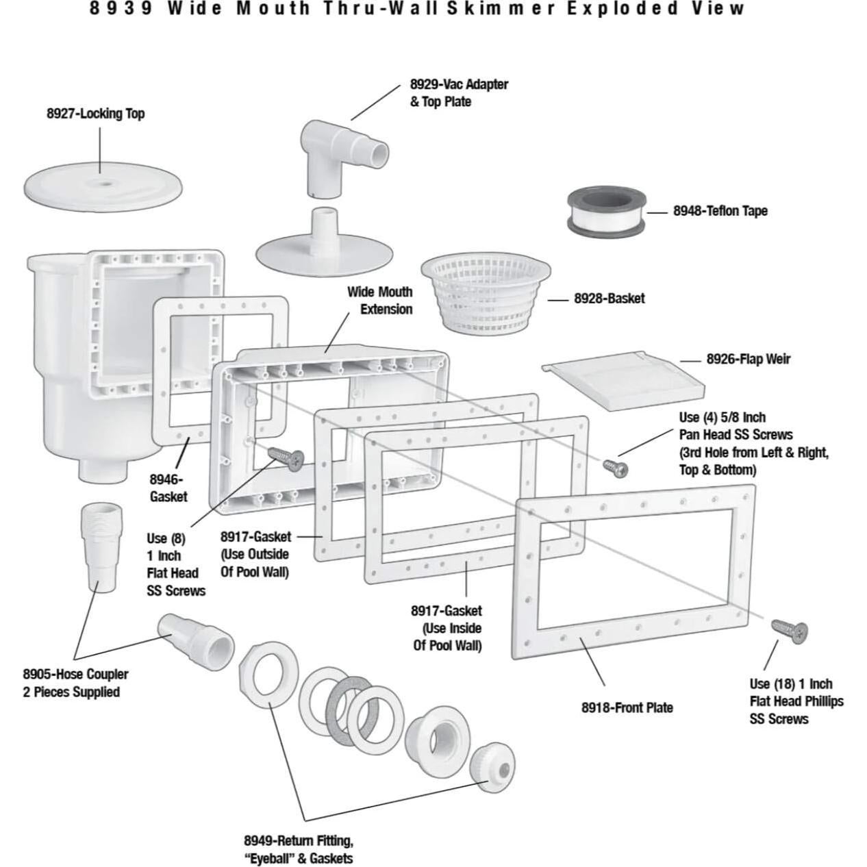 Placa de Vacío para Skimmer de Piscina ATIE 17.46 cm con Codo