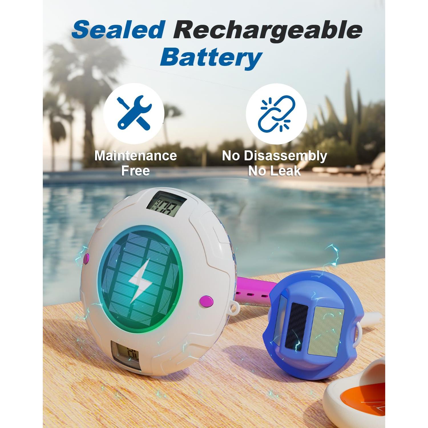 Termómetro de piscina BALDR flotante solar IPX7 RGBW