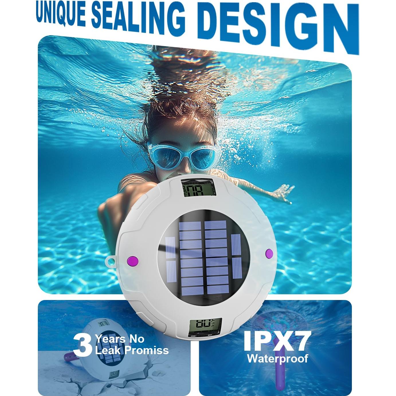 Termómetro de piscina BALDR flotante solar IPX7 RGBW