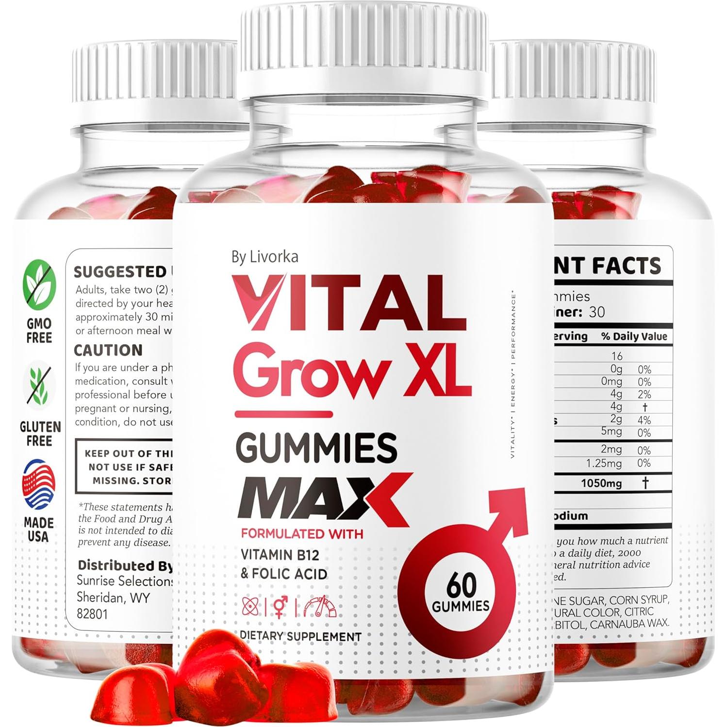 Gominolas Vital Grow XL 1050MG para Rendimiento Masculino - 60 Unidades