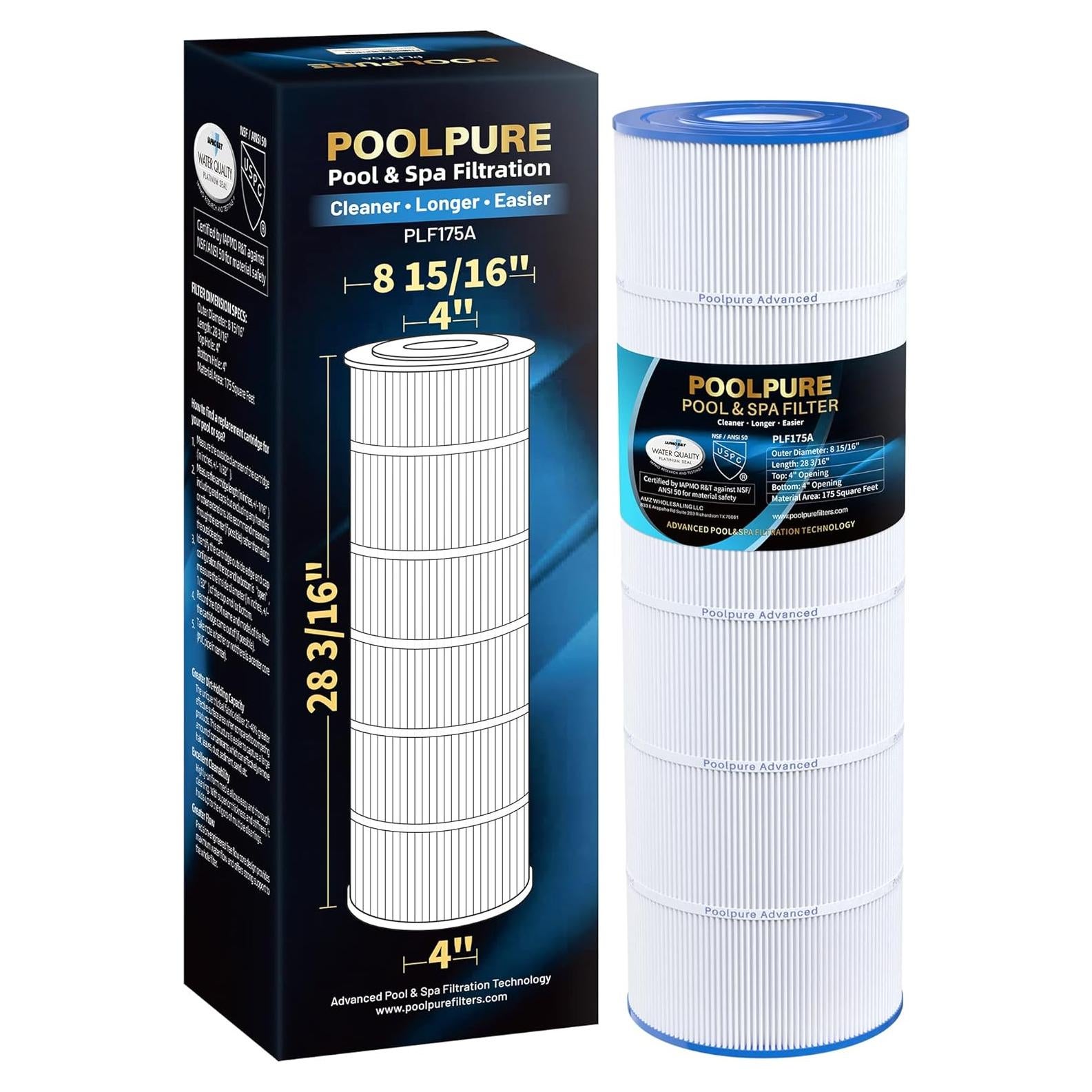 Filtro de Piscina POOLPURE PLF175A 175 ft² Compatible Hayward