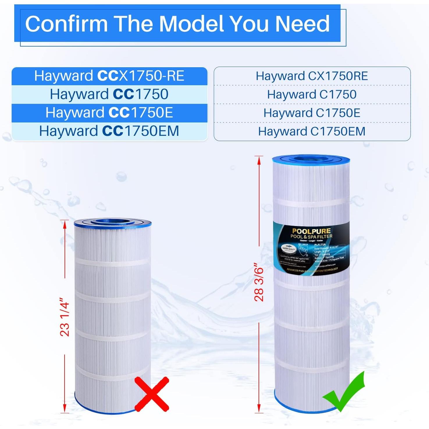 Filtro de Piscina POOLPURE PLF175A 175 ft² Compatible Hayward