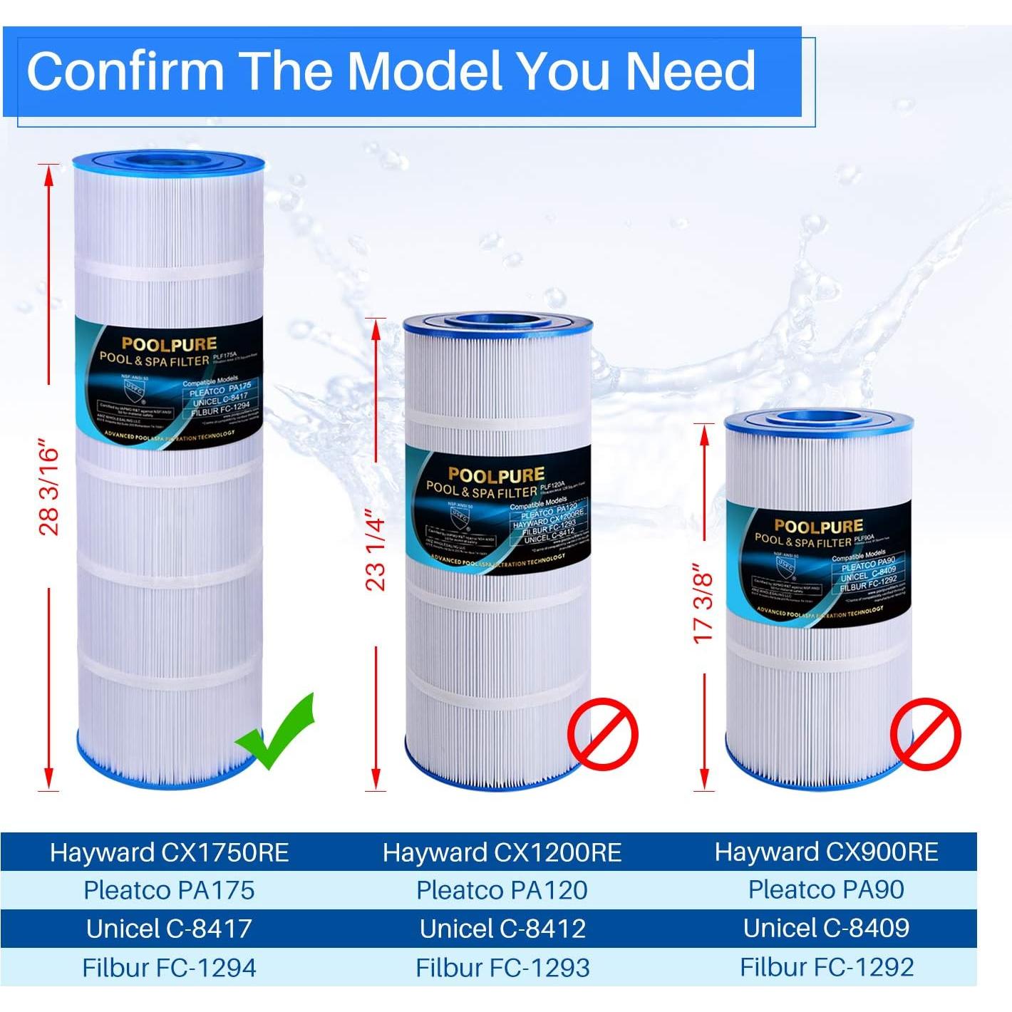 Filtro de Piscina POOLPURE PLF175A 175 ft² Compatible Hayward