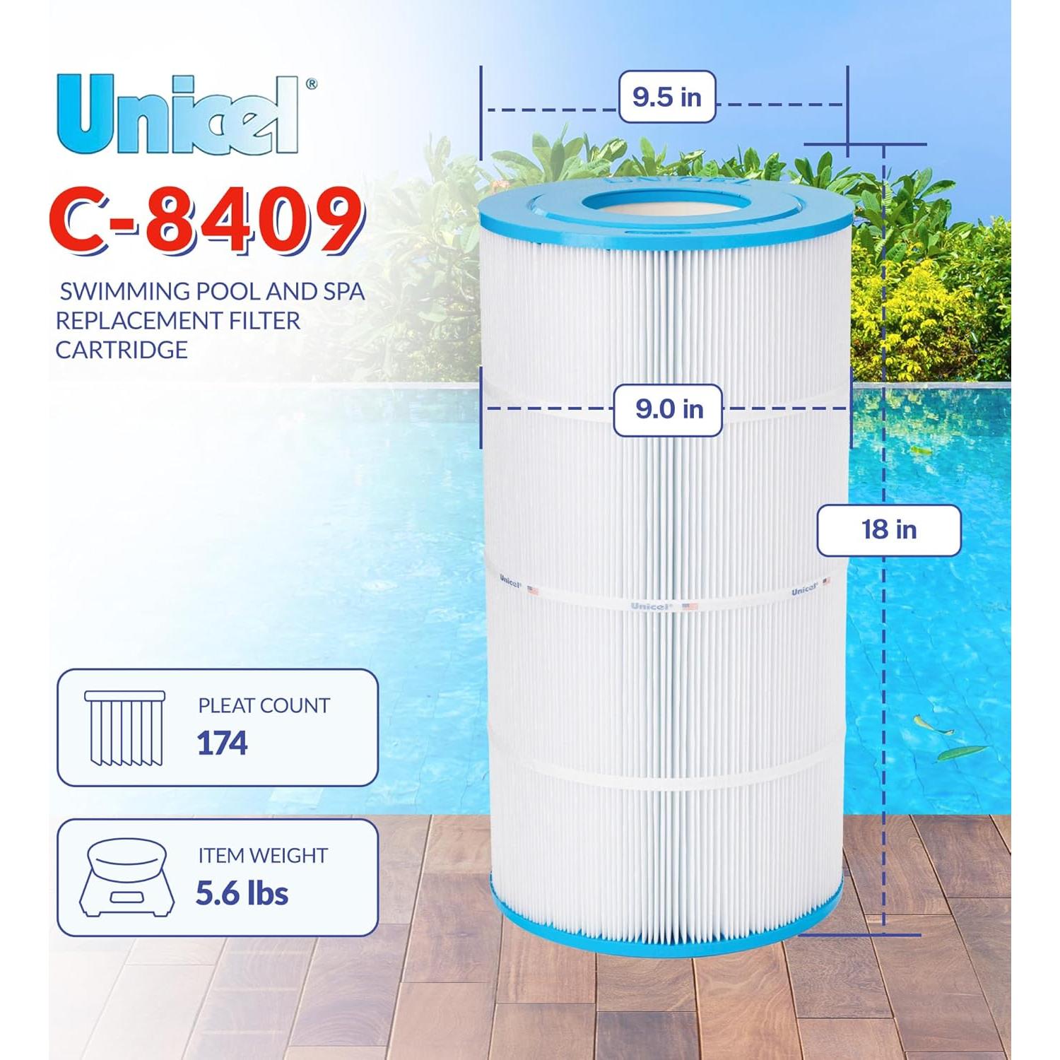 Cartucho de Filtro de Piscina Unicel C-8409 8.36 m² 174 Pliegues