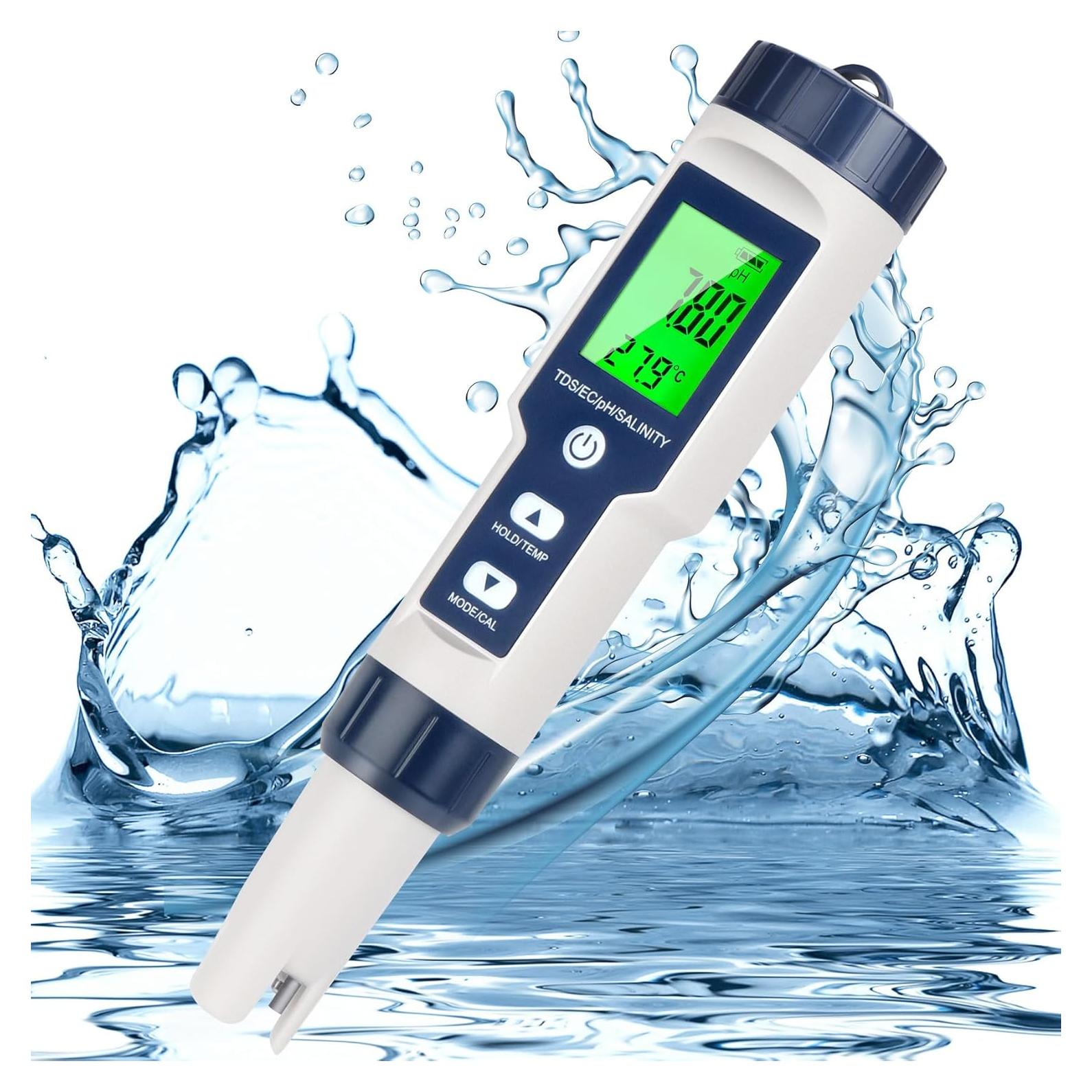 Medidor de pH 5 en 1 SHTALHST para Agua, TDS, EC y Temperatura
