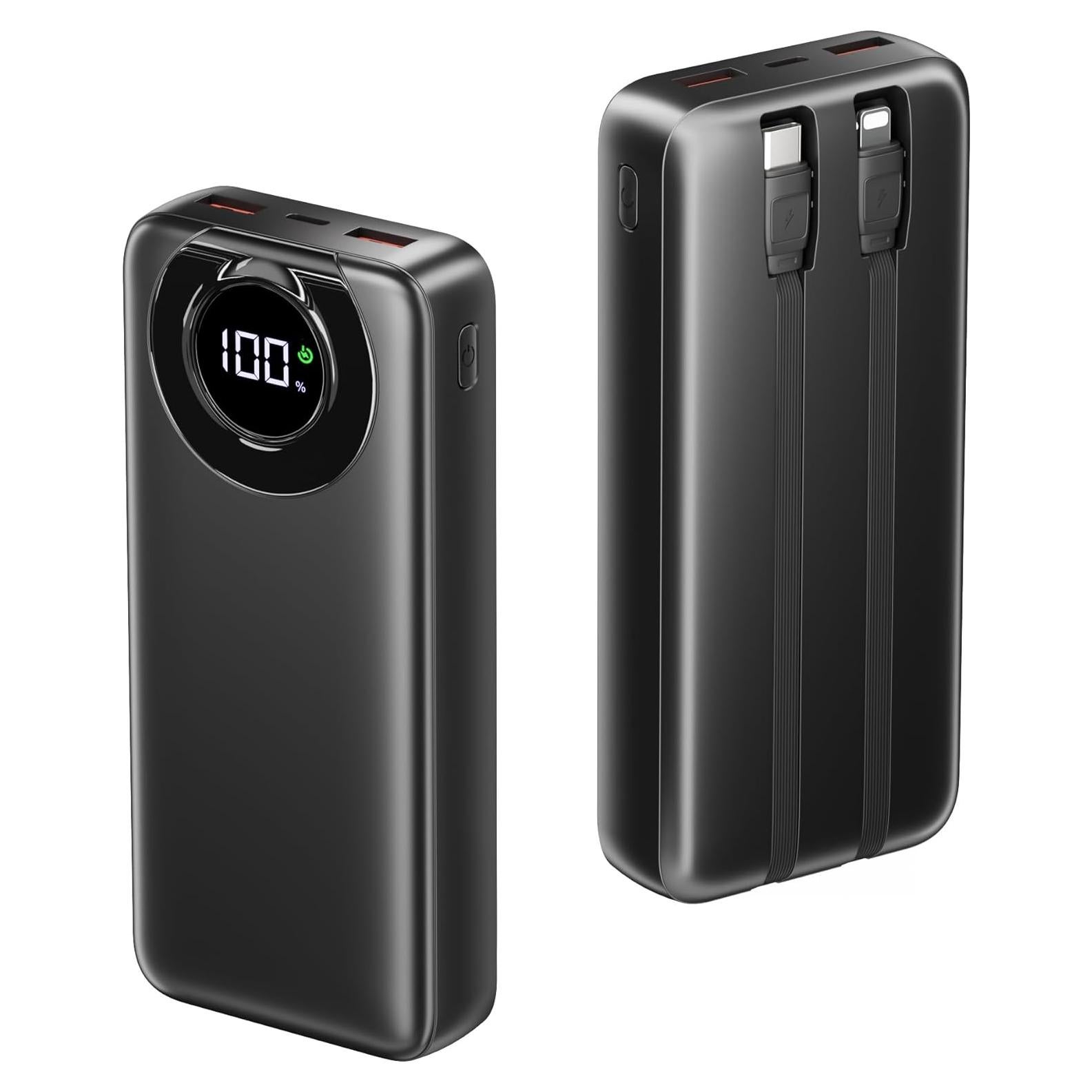 Portable Charger 35000mAh Power Bank - 5 Outputs & 2 Inputs USB-C 22.5W Fast Charging Battery Pack with Built-in Cables and Ports Compatible with Most of Cellphones and Devices, for Travel Camping