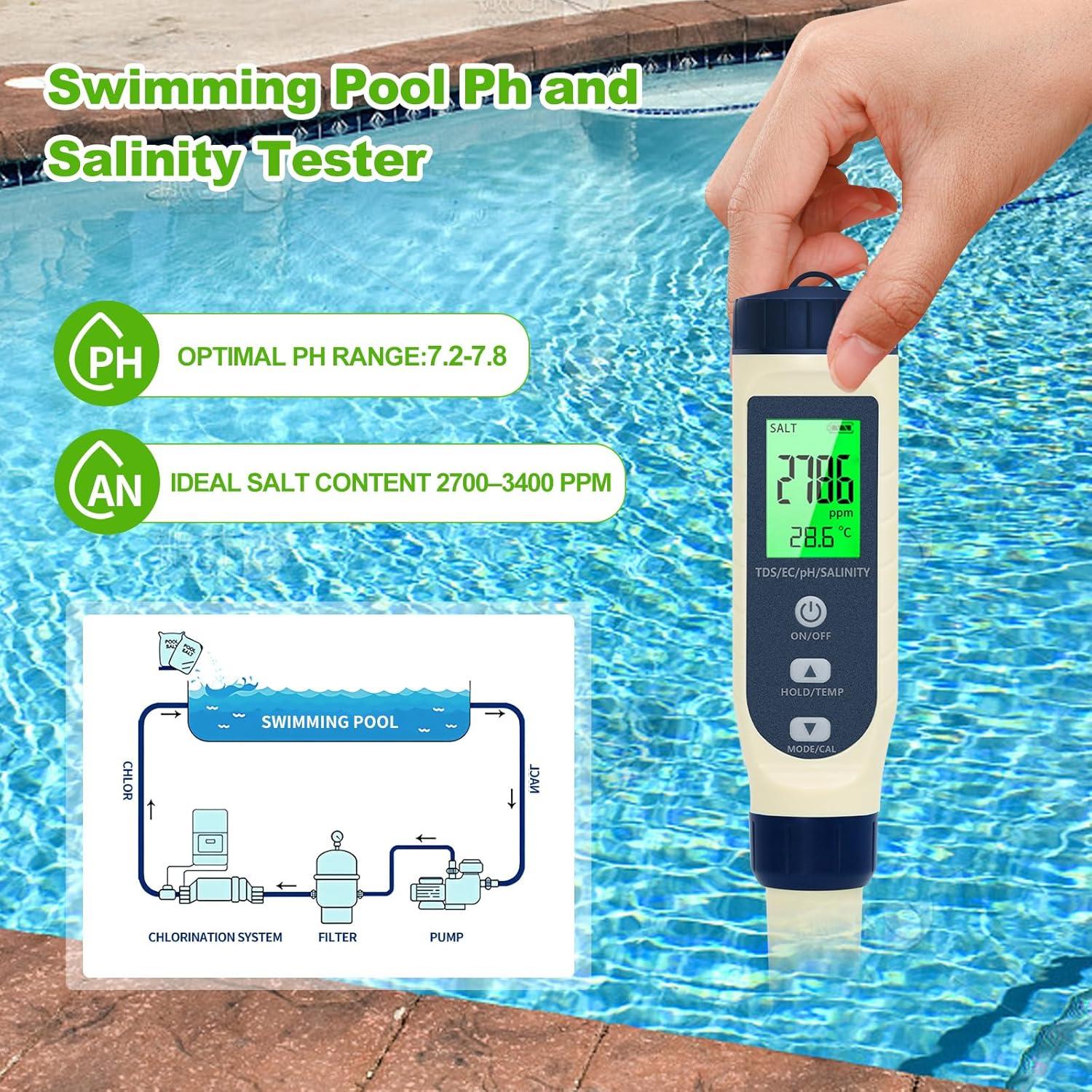 Probador de pH Digital Pious 5 en 1 para Agua y Piscinas