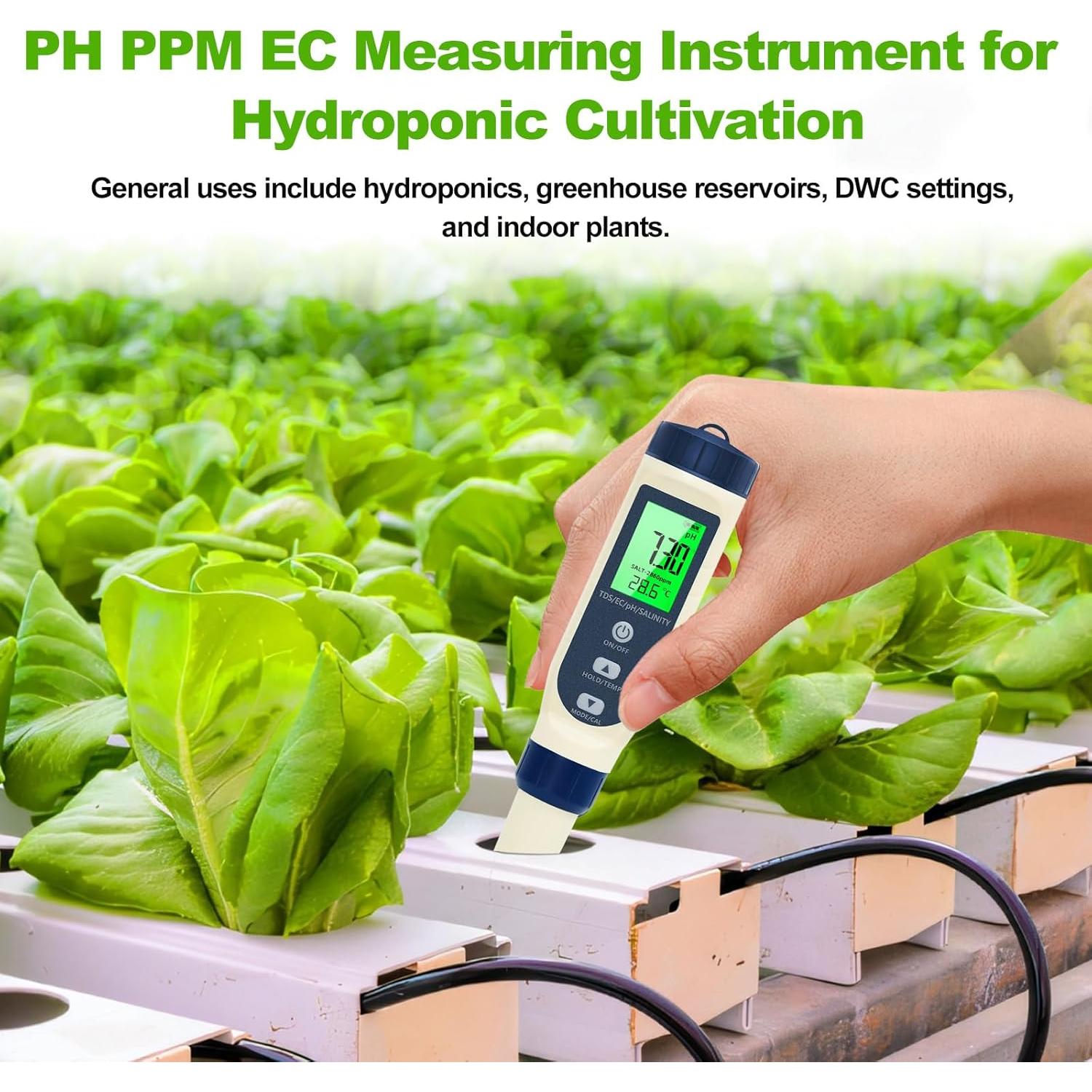 Probador de pH Digital Pious 5 en 1 para Agua y Piscinas