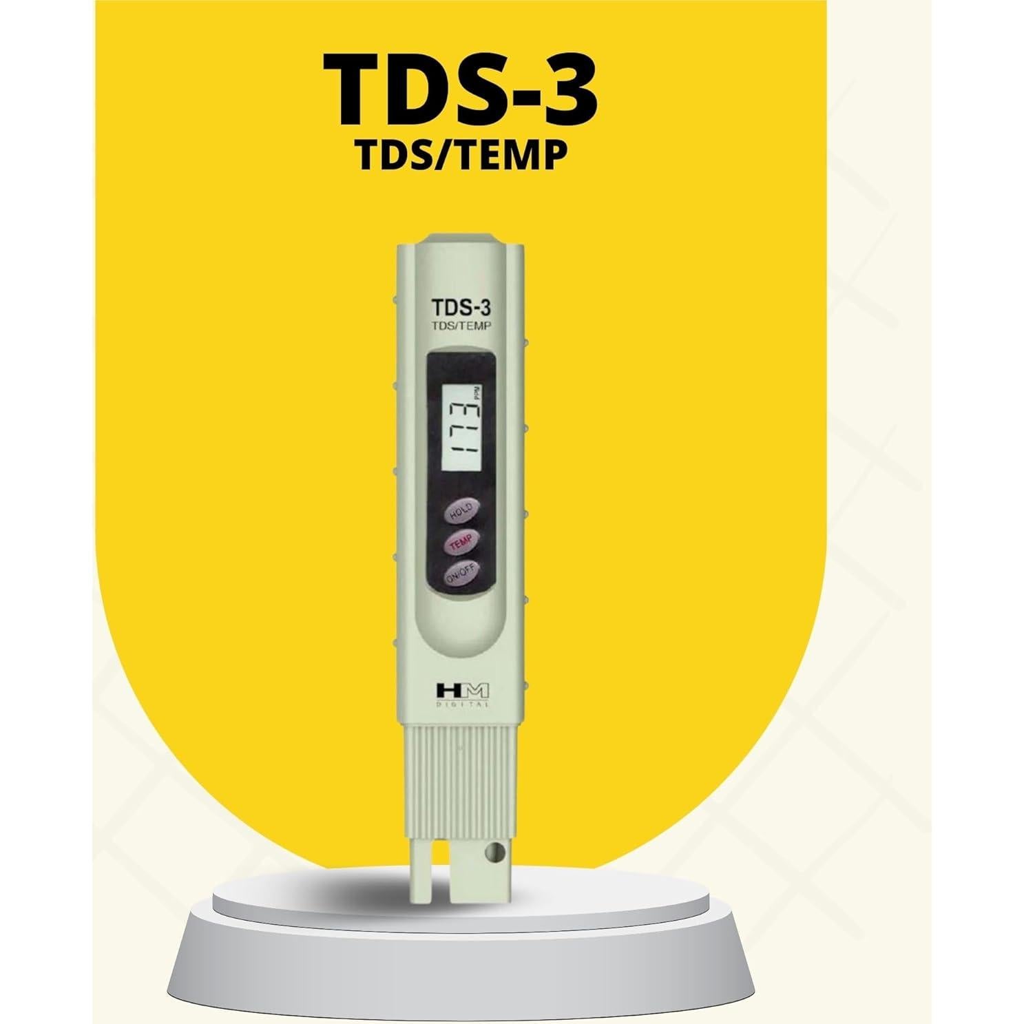 Medidor de TDS HM Digital TDS-3 con Estuche, 0-9990 ppm