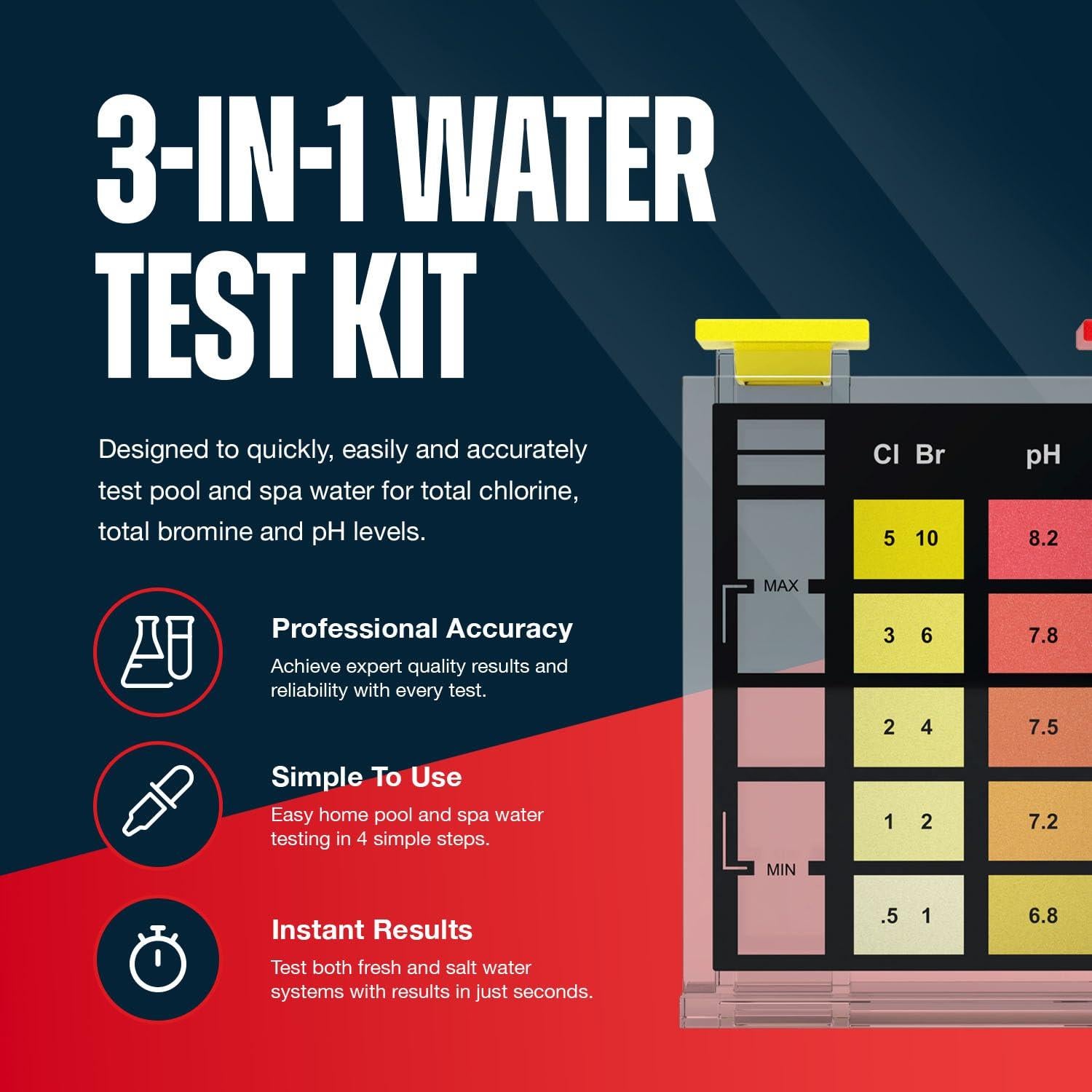 Kit de Prueba de Agua 3-en-1 East Bay para Piscinas y Spas