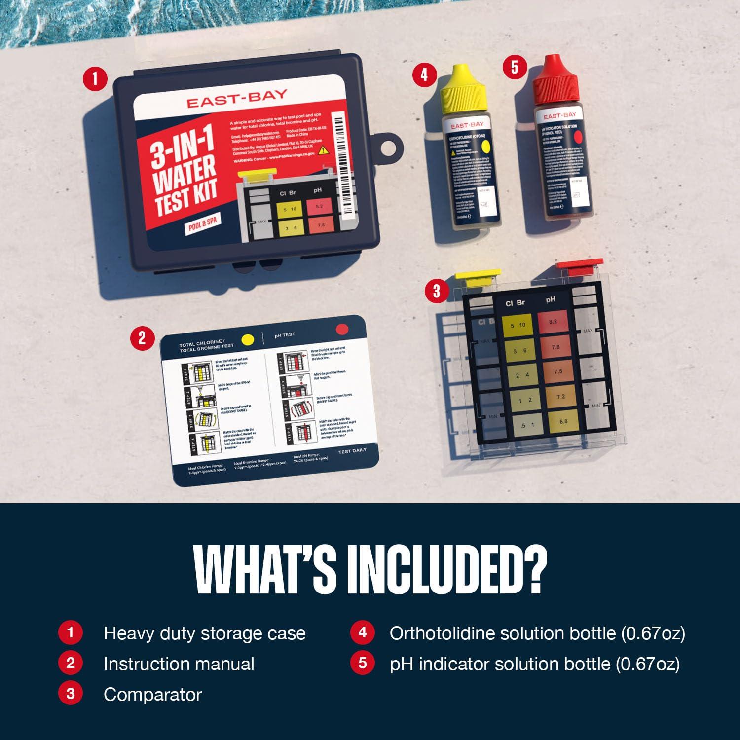 Kit de Prueba de Agua 3-en-1 East Bay para Piscinas y Spas