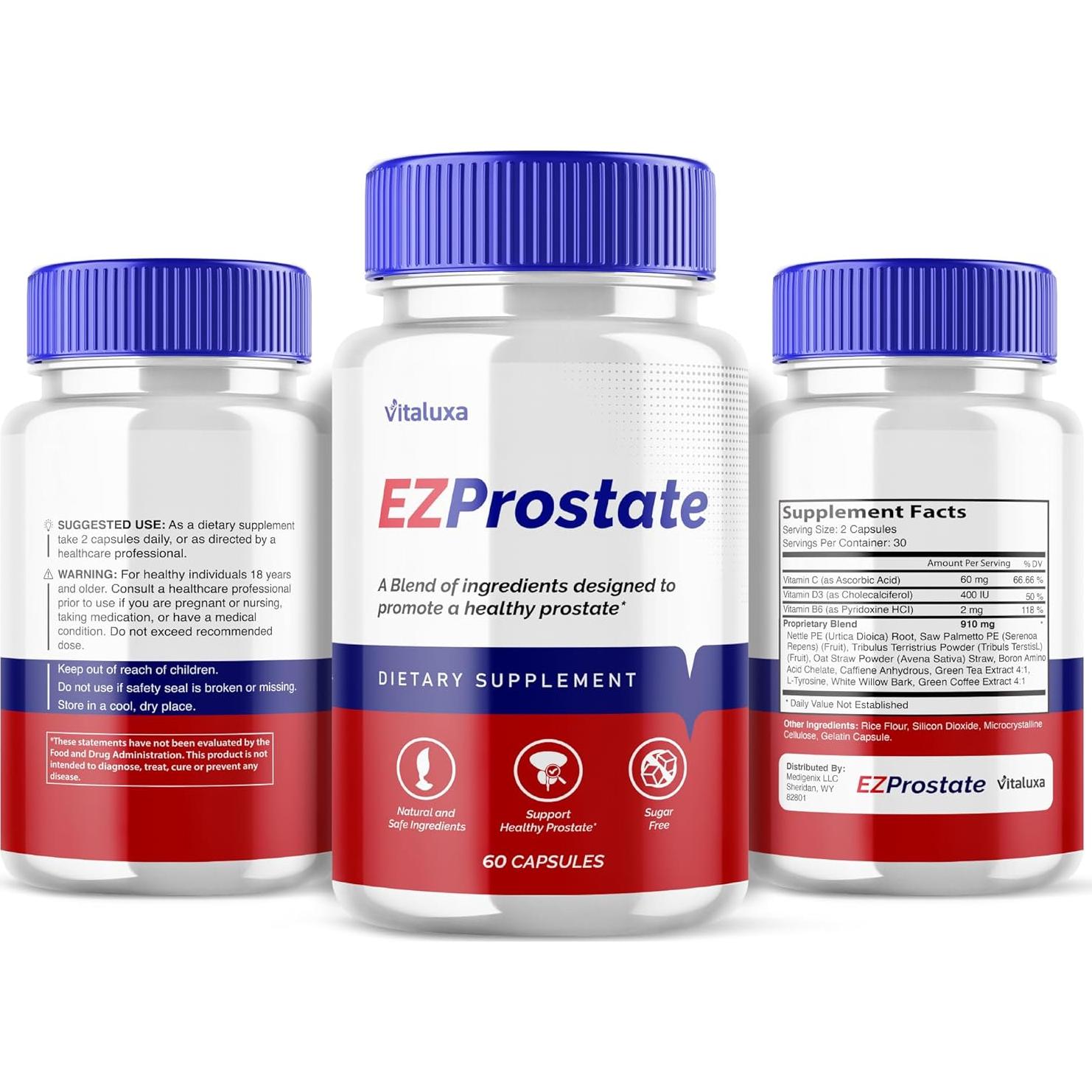 Cápsulas EZ Próstata Vitaluxa - Suplemento Avanzado 180 Cápsulas