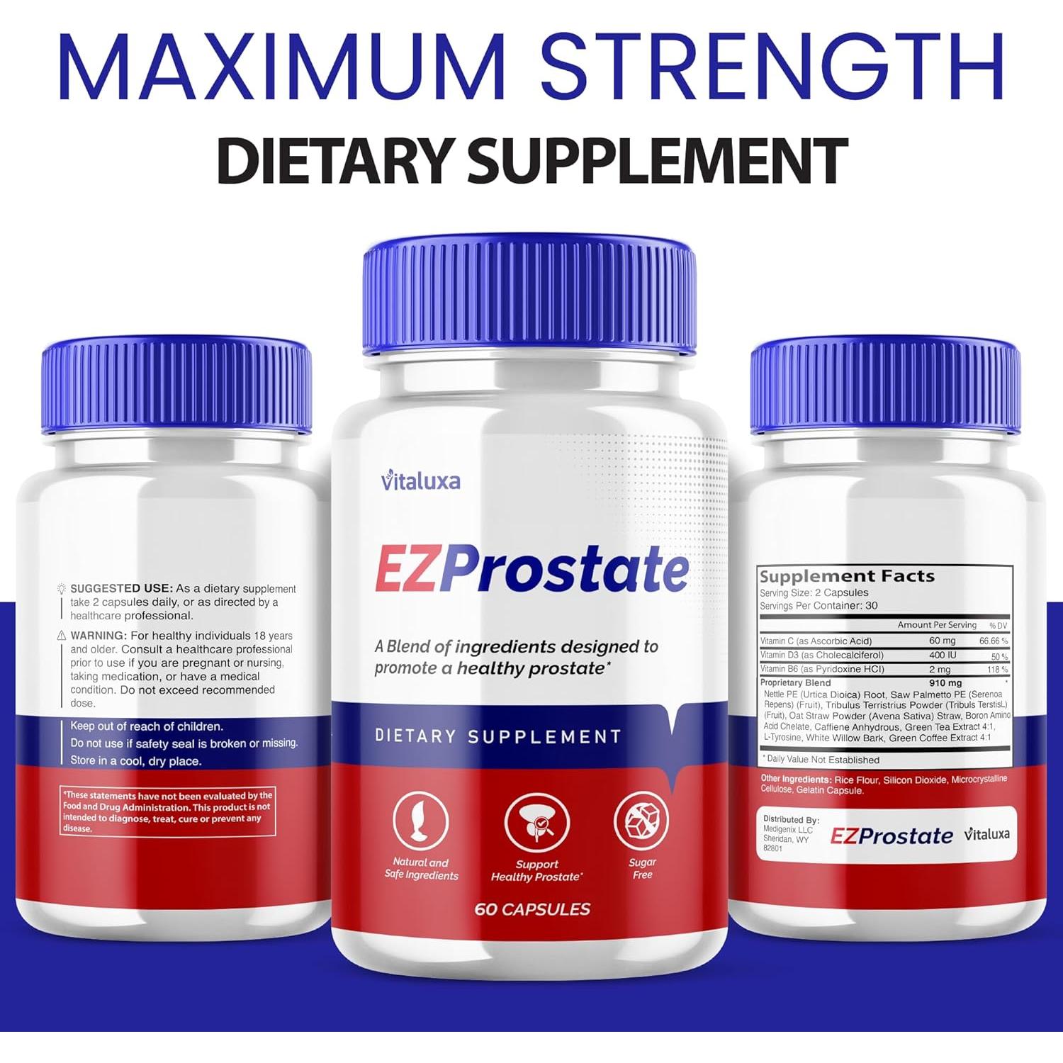 Cápsulas EZ Próstata Vitaluxa - Suplemento Avanzado 180 Cápsulas