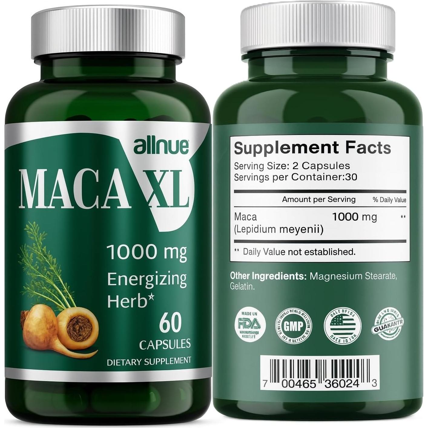 Maca XL 60 Cápsulas All Nue - Suplemento Natural